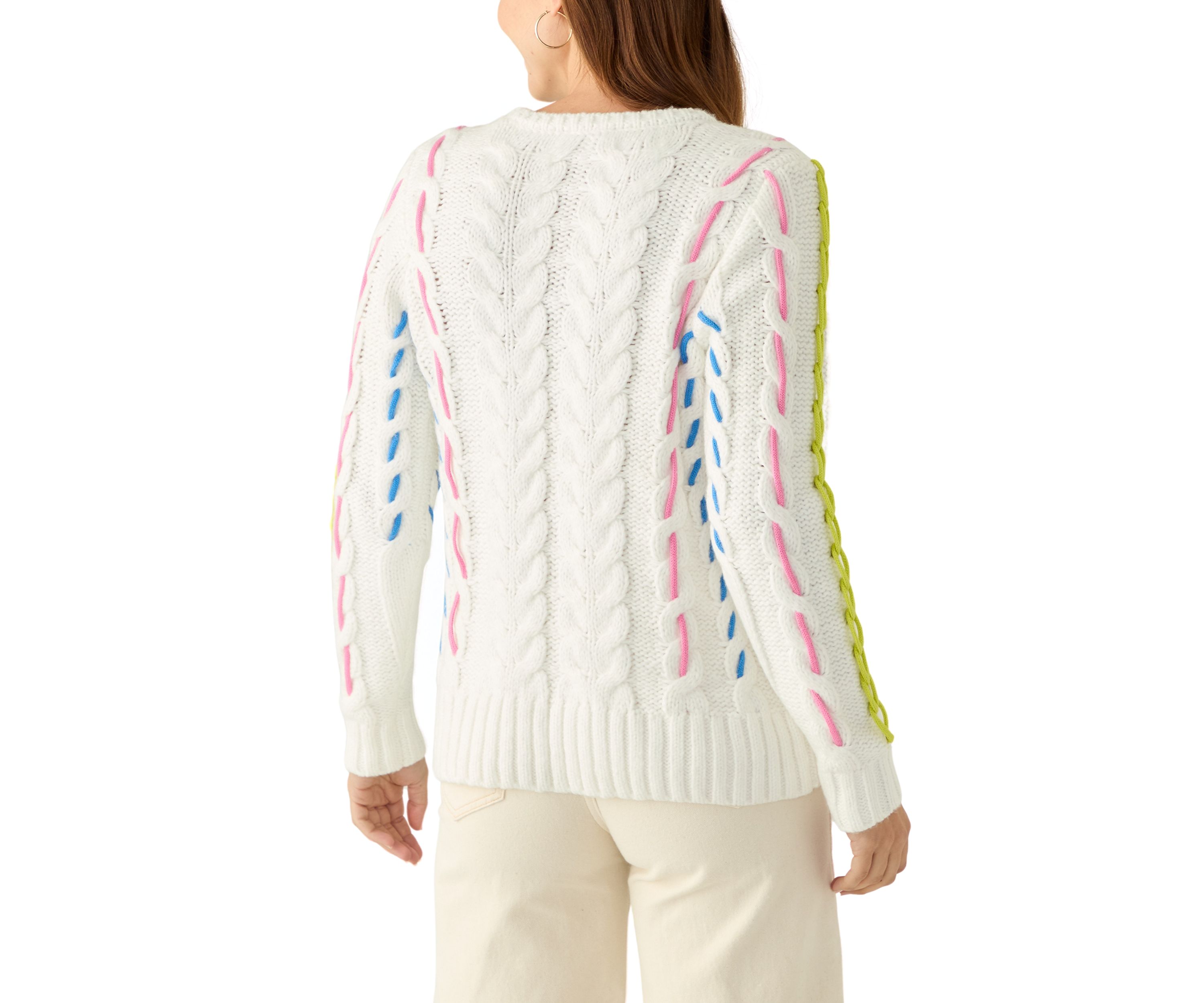 Womens Cable Whip Stitch Sweater