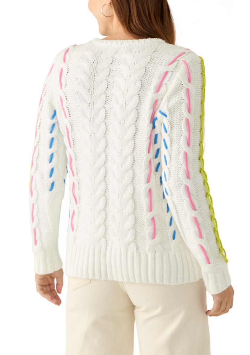 Womens Cable Whip Stitch Sweater