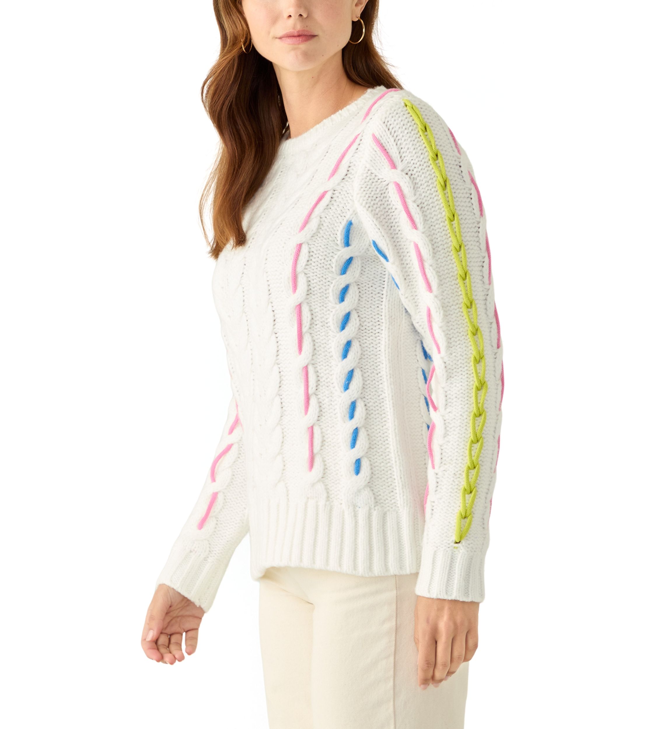 Womens Cable Whip Stitch Sweater