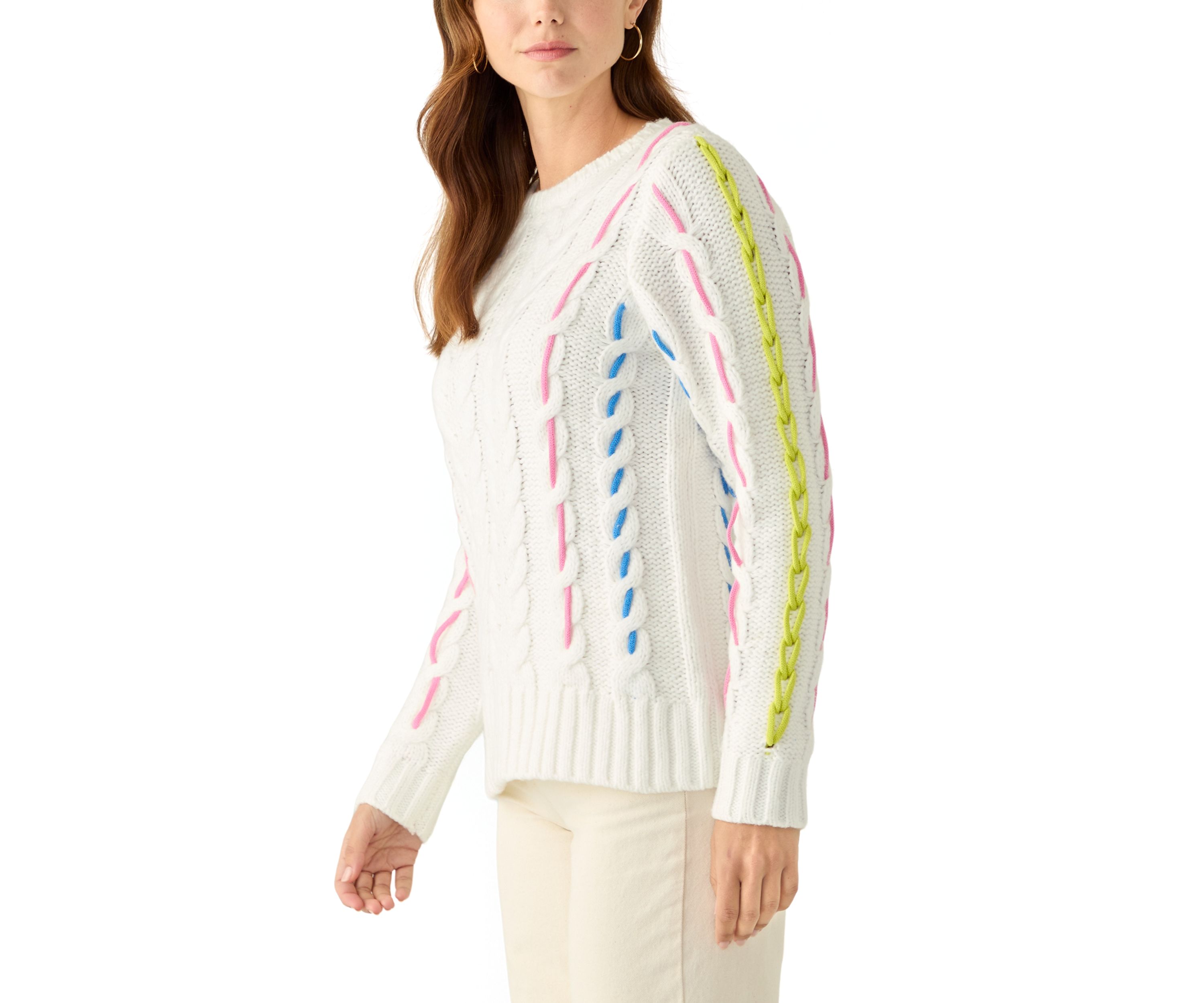 Womens Cable Whip Stitch Sweater