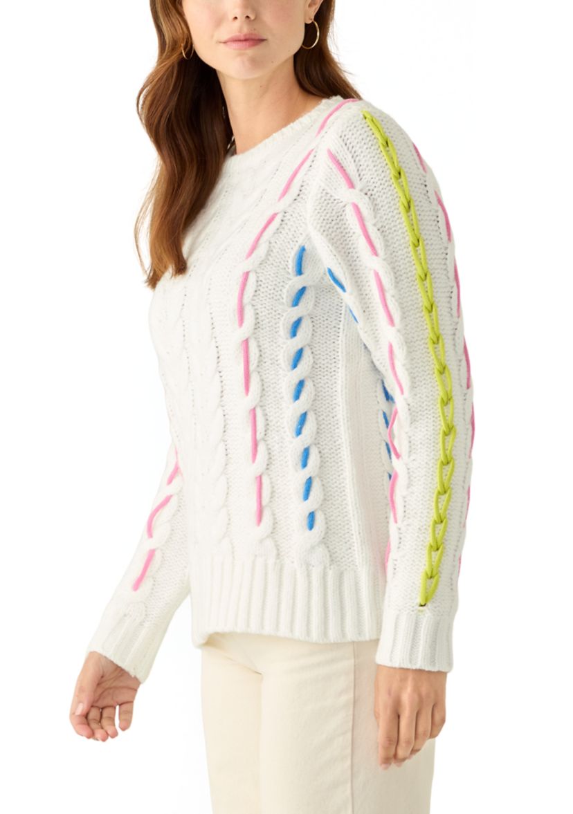 Womens Cable Whip Stitch Sweater