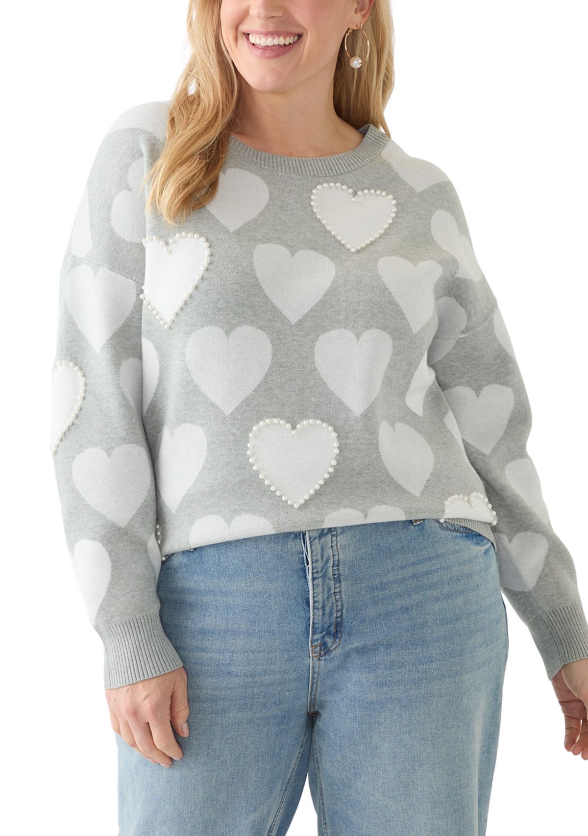 Plus Size Heart Printed Sweater