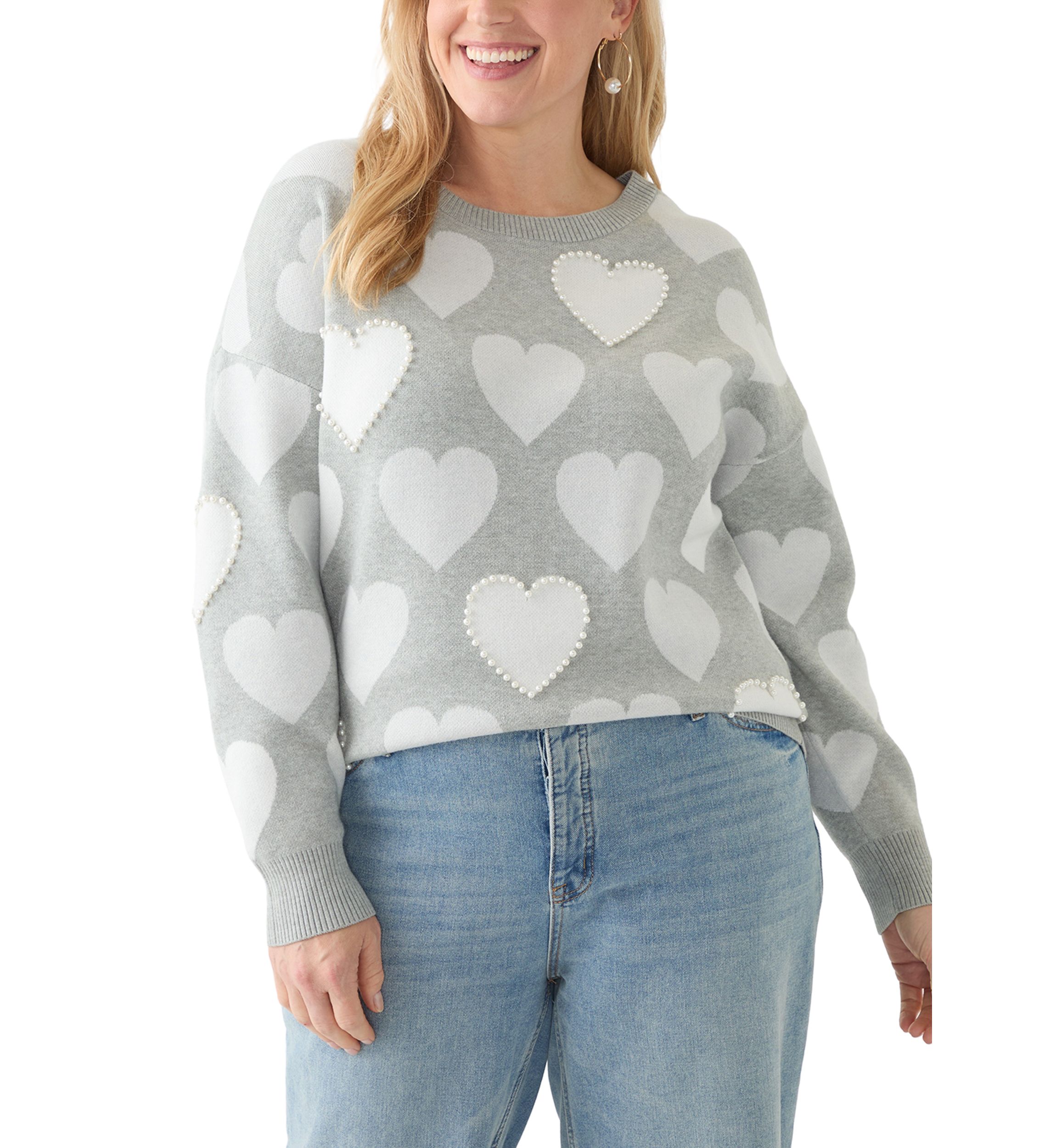 Plus Size Heart Printed Sweater