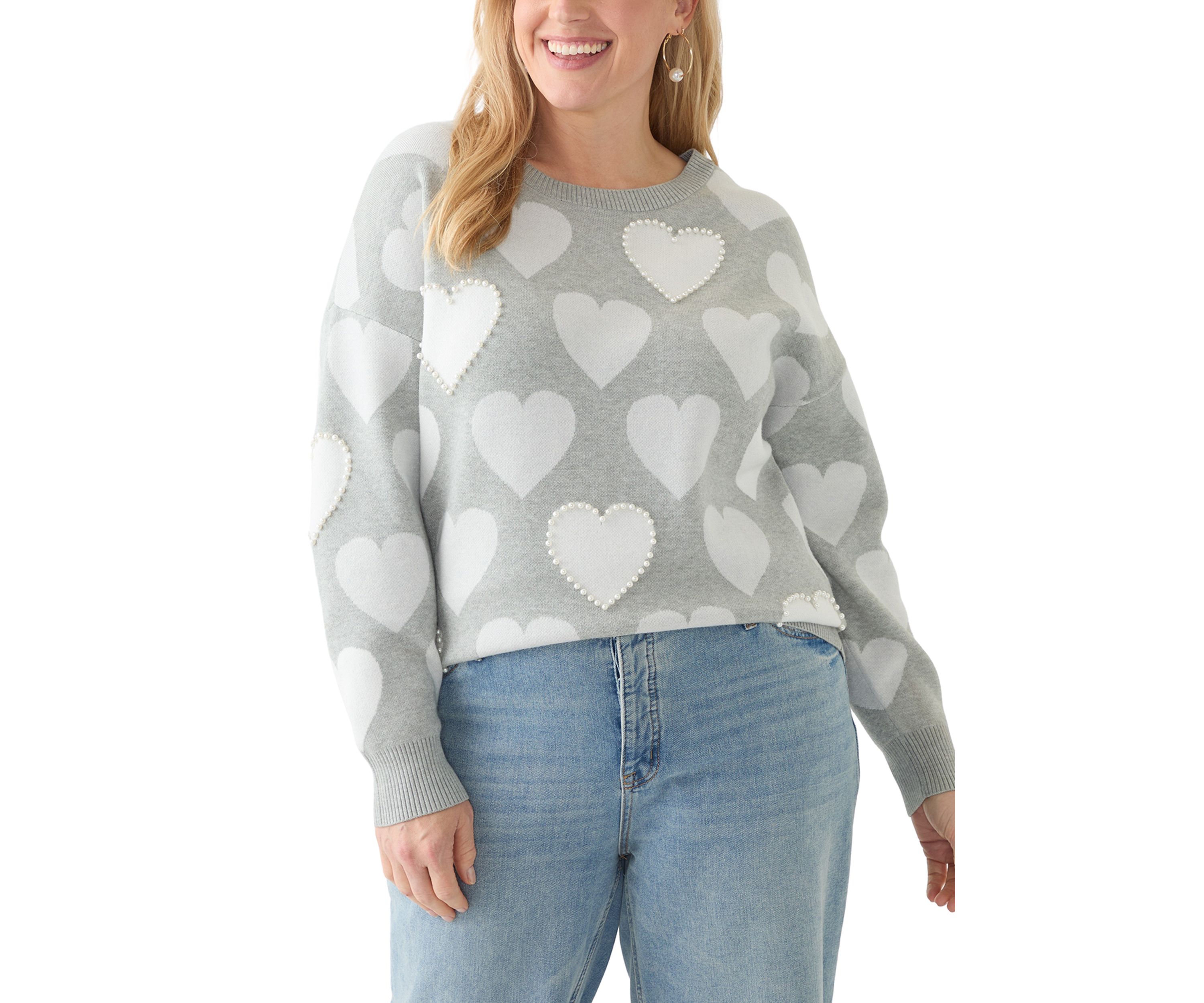 Plus Size Heart Printed Sweater