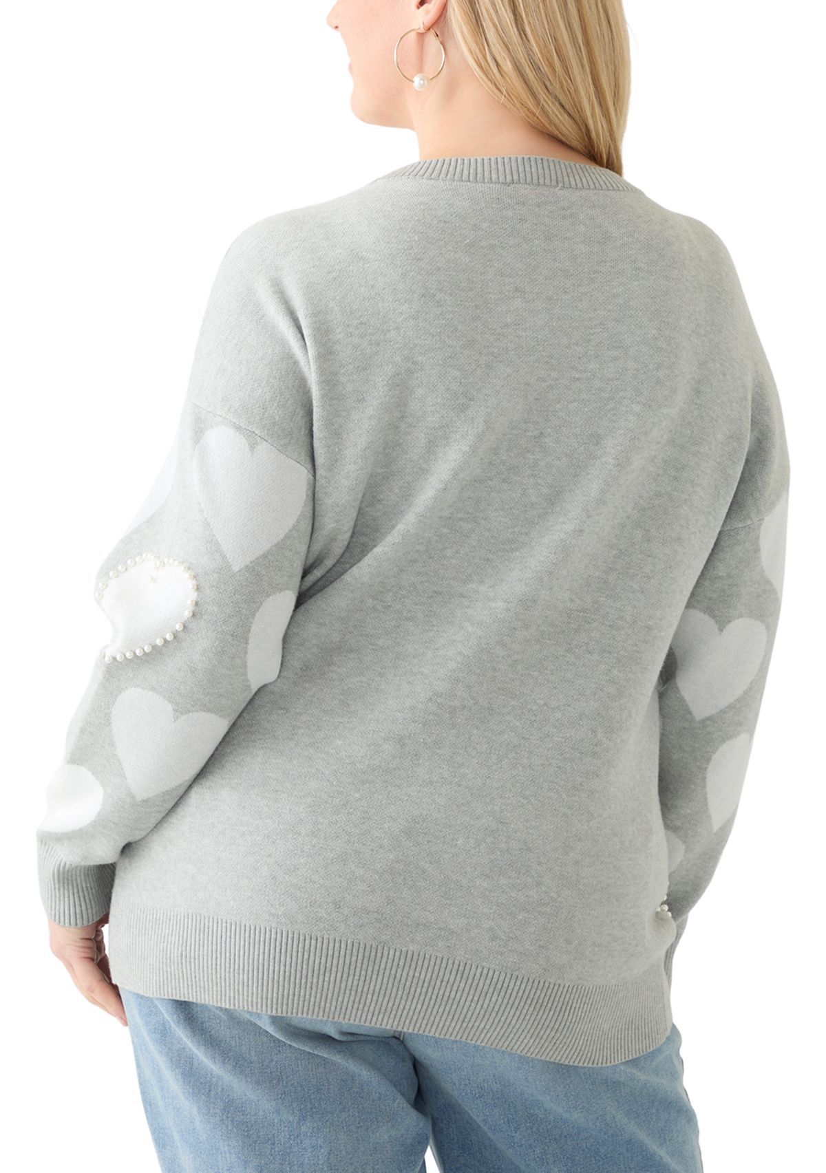 Plus Size Heart Printed Sweater