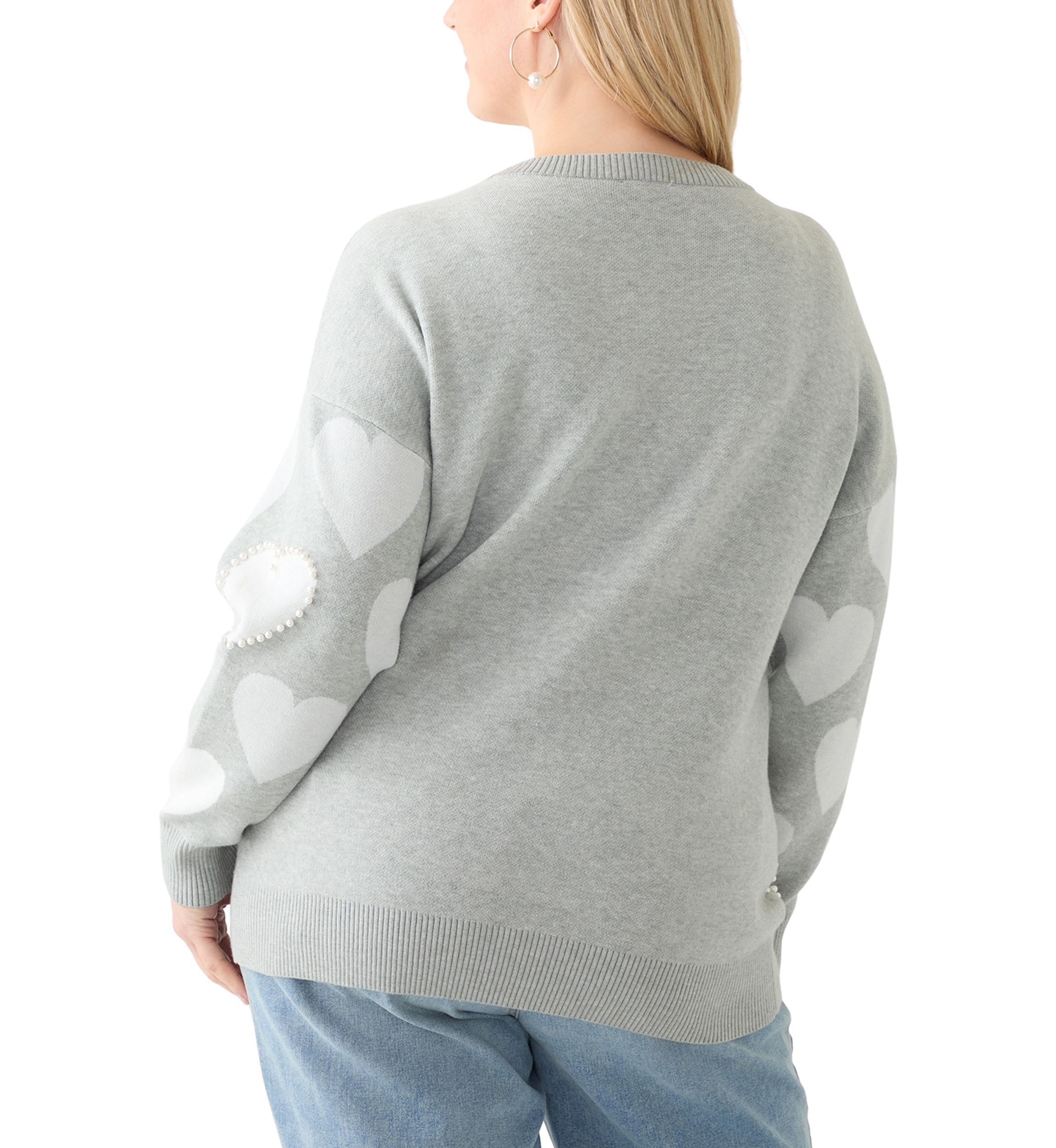 Plus Size Heart Printed Sweater