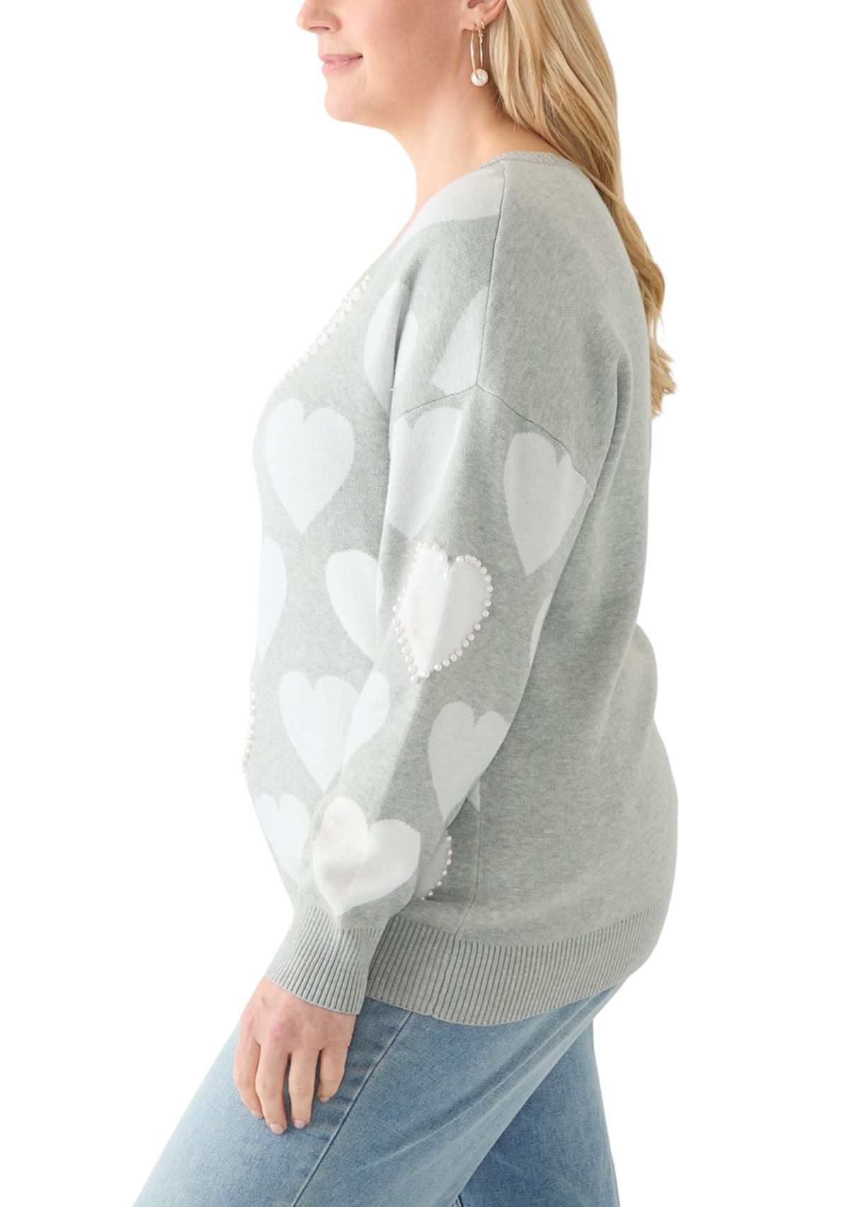 Plus Size Heart Printed Sweater