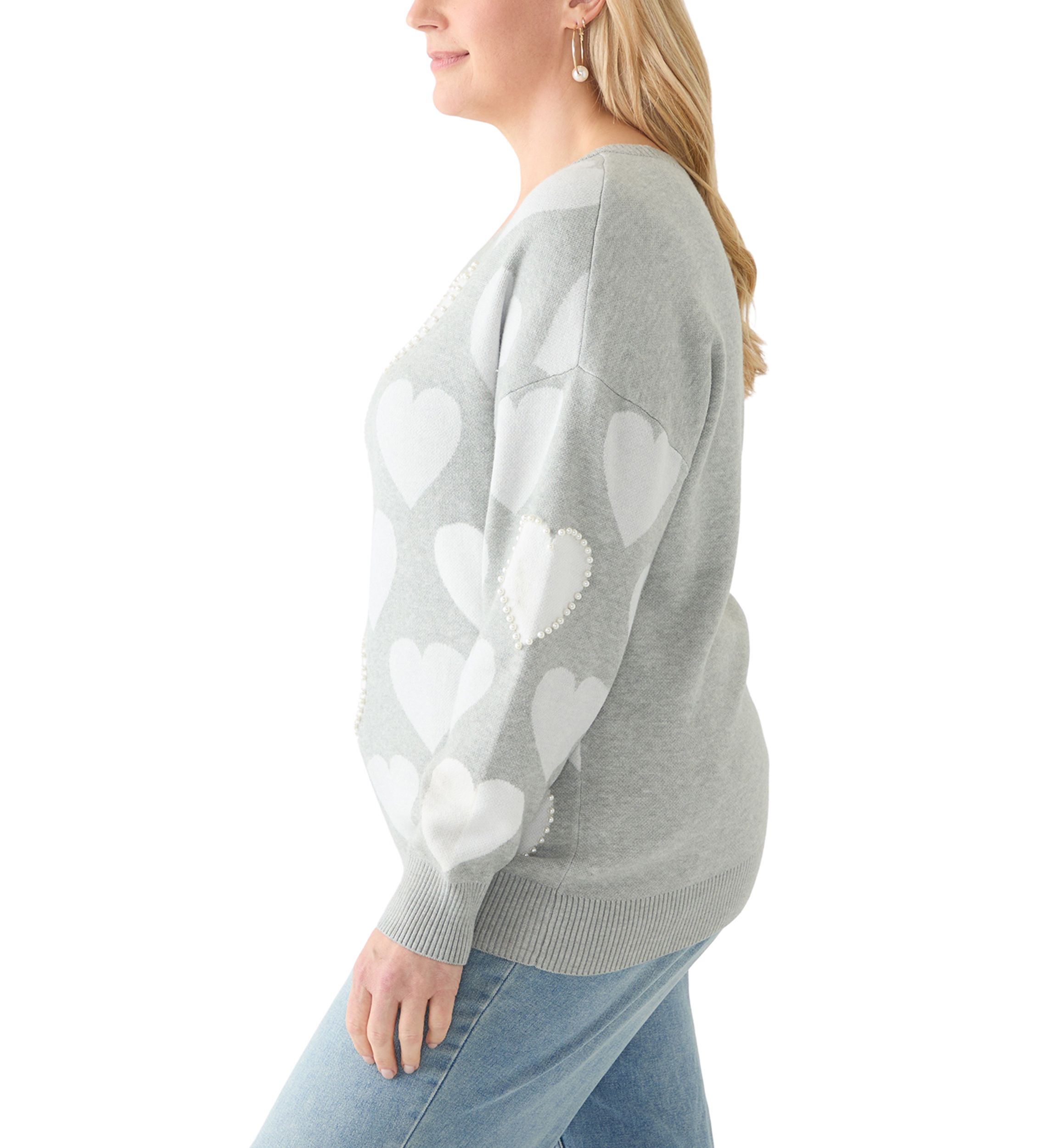Plus Size Heart Printed Sweater