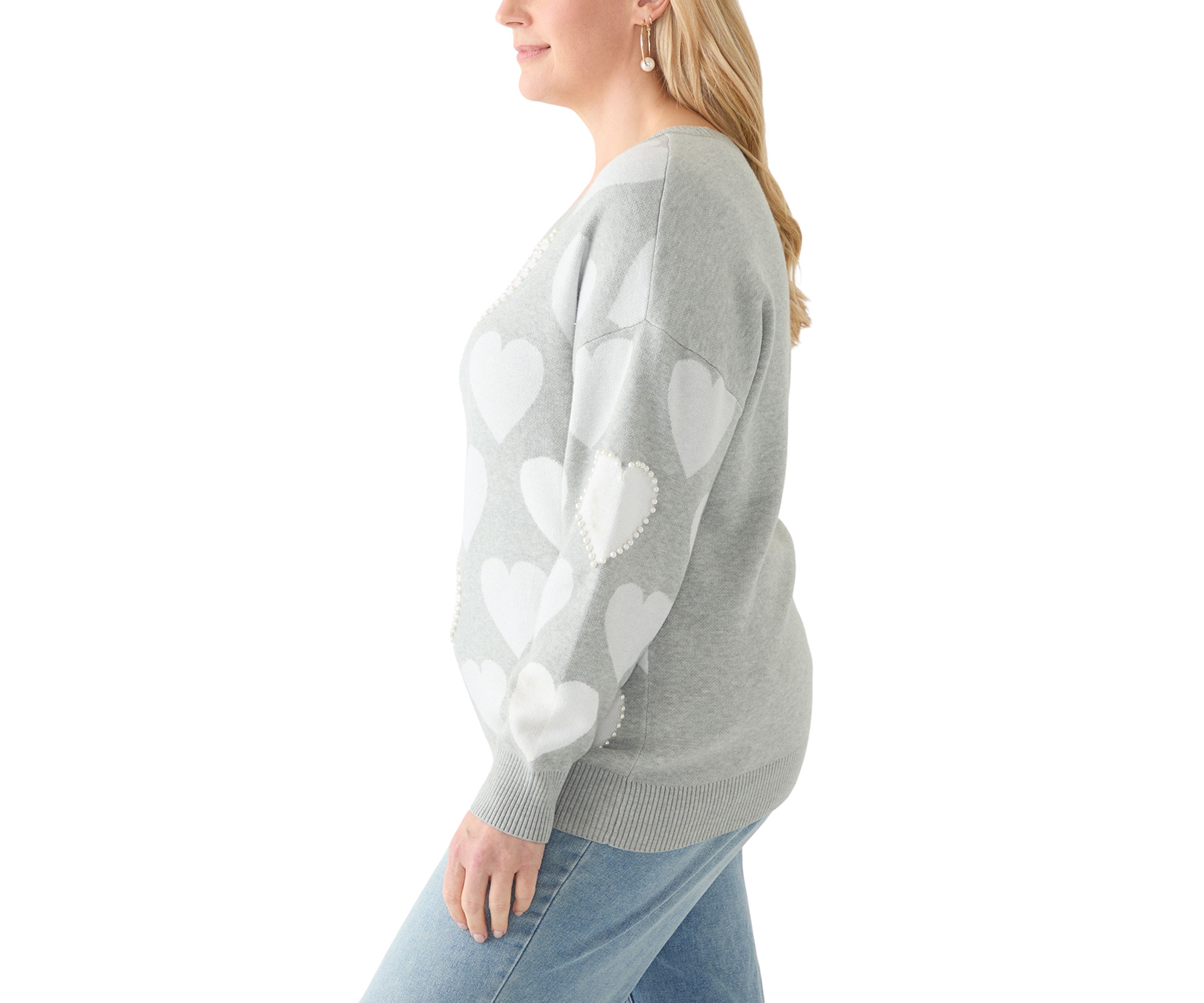 Plus Size Heart Printed Sweater