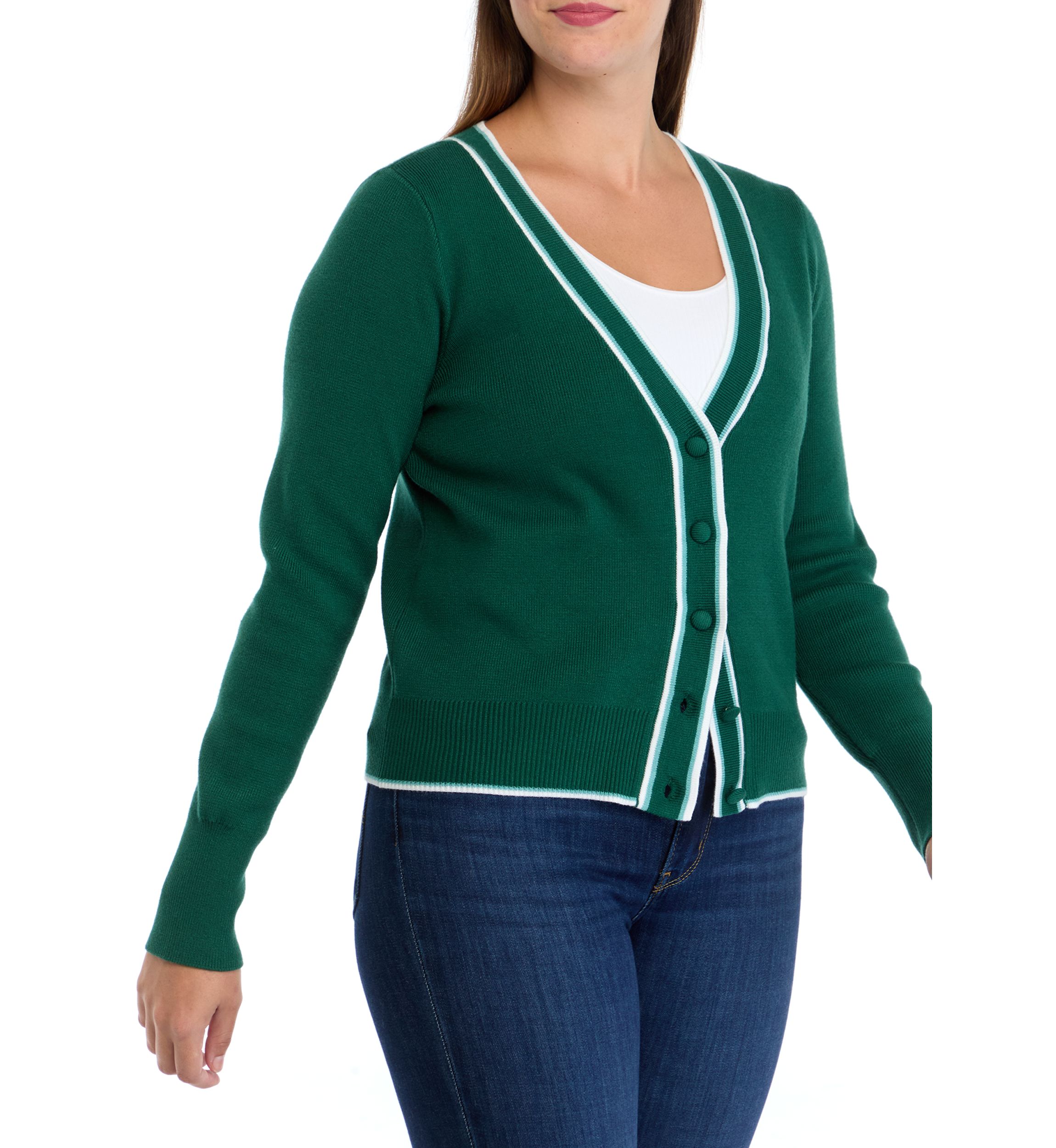 Womens Tipped Cropped Cardigan