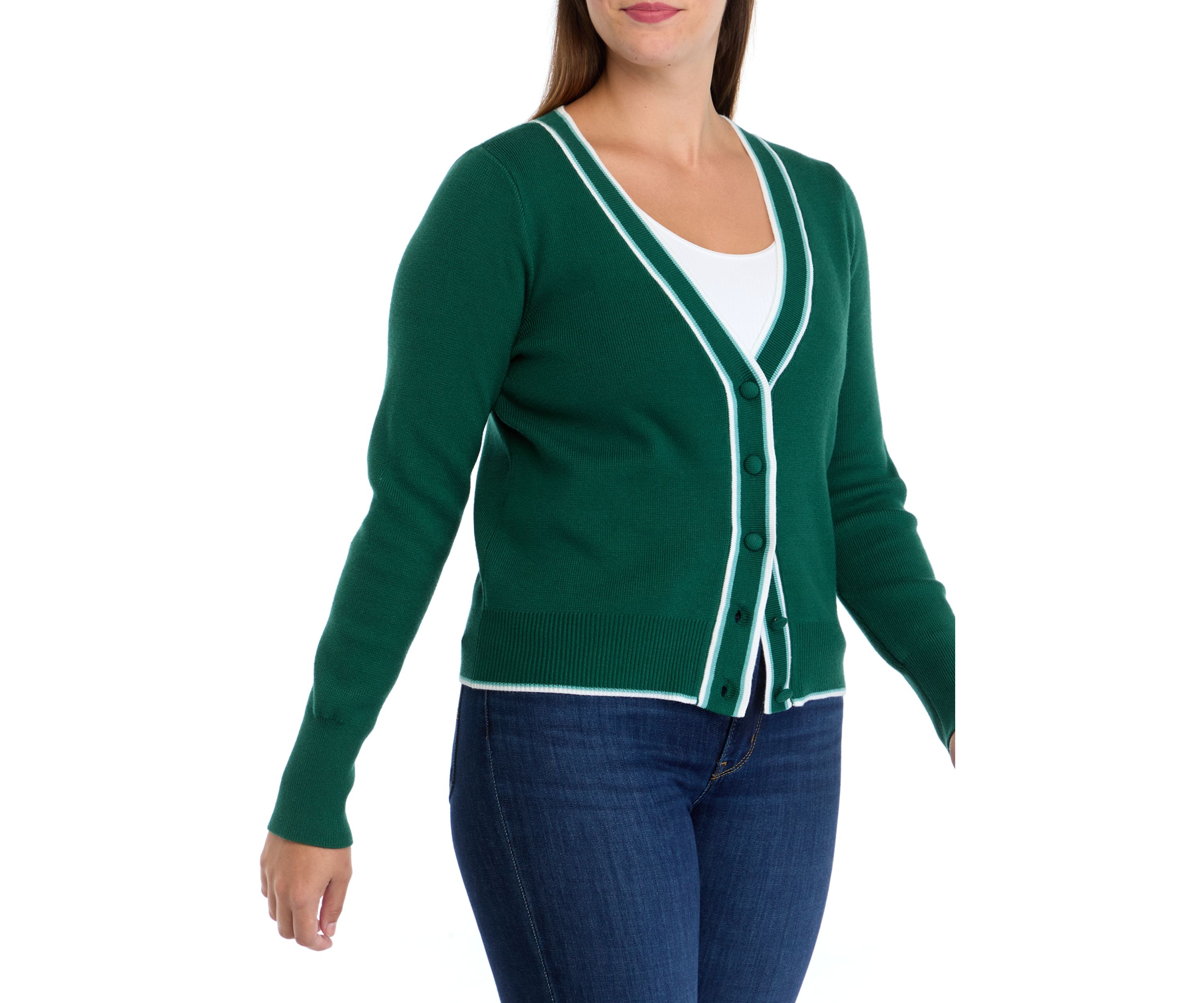 Womens Tipped Cropped Cardigan