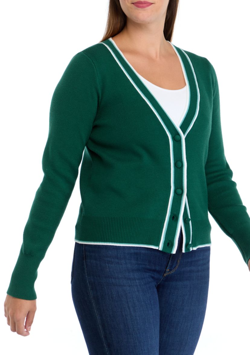 Womens Tipped Cropped Cardigan