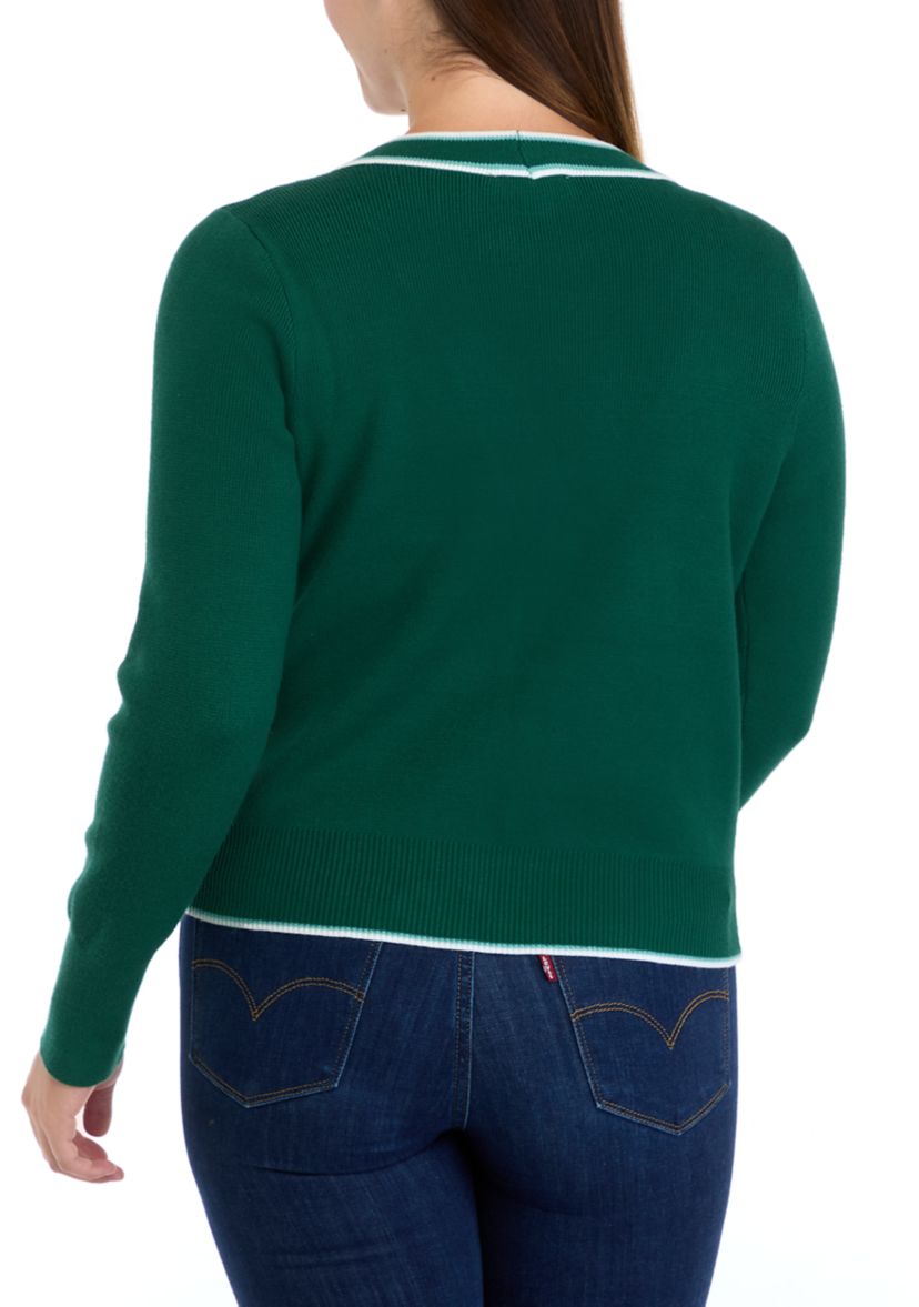 Womens Tipped Cropped Cardigan