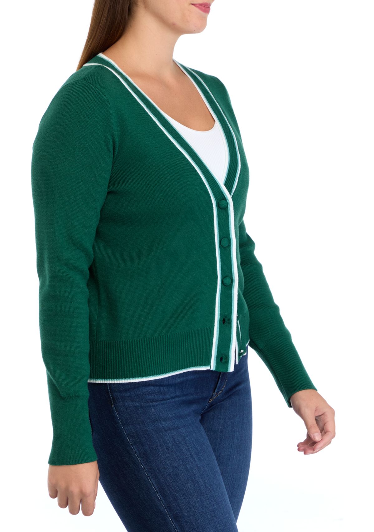 Womens Tipped Cropped Cardigan
