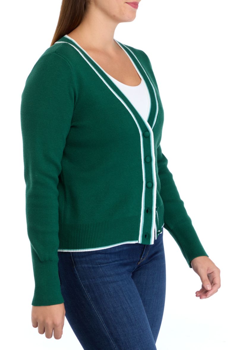 Womens Tipped Cropped Cardigan