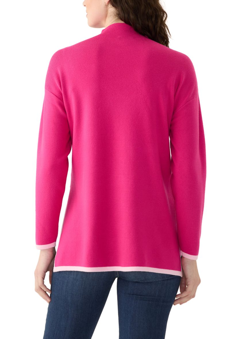 Womens Contrast Piping Tunic Sweater