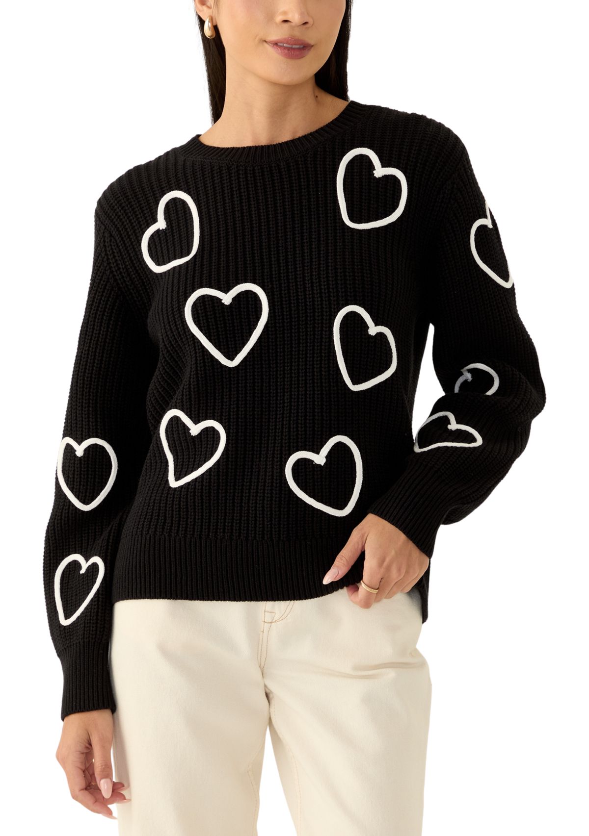 Petite Stitched Heart Sweater 