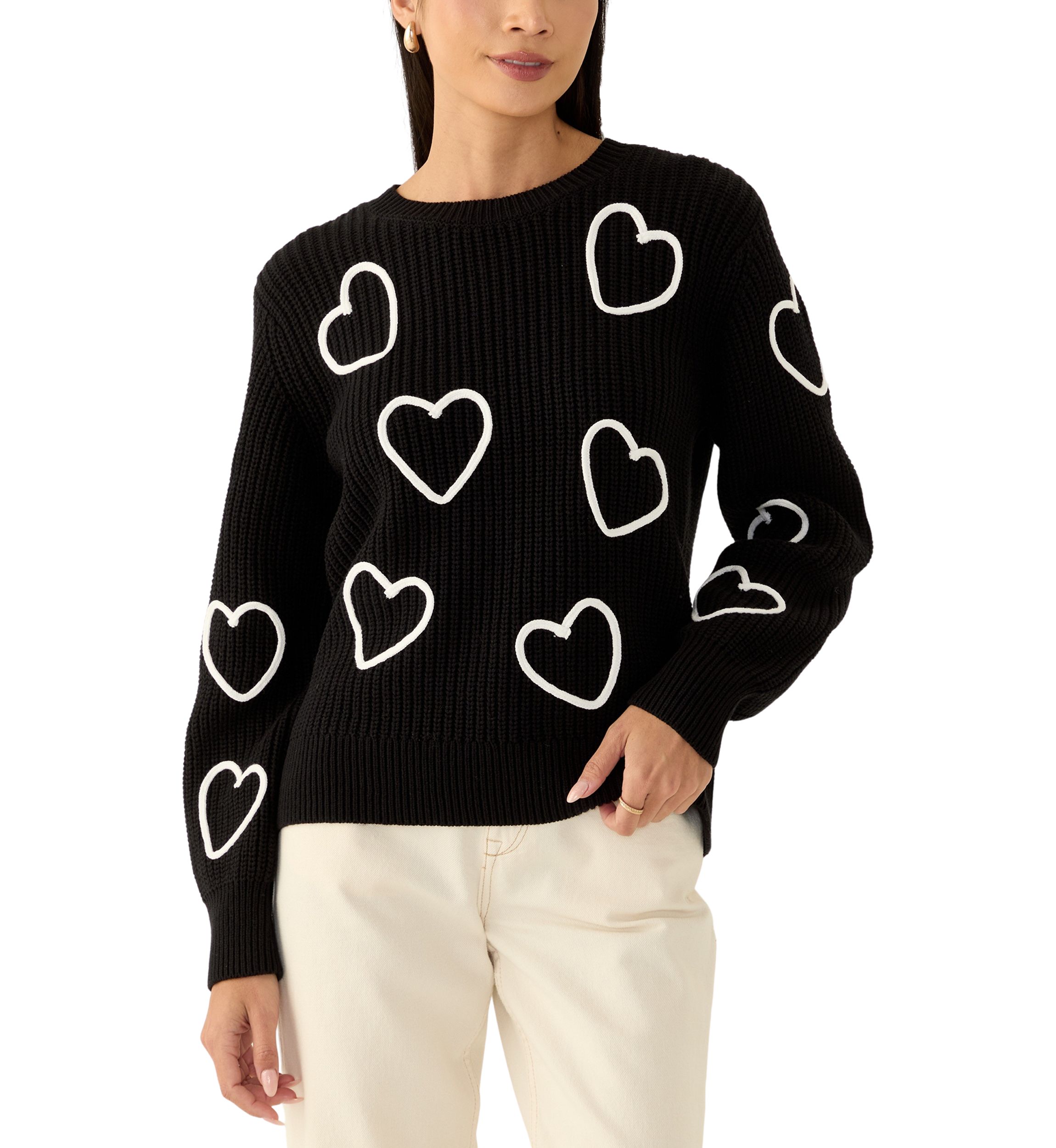 Petite Stitched Heart Sweater 