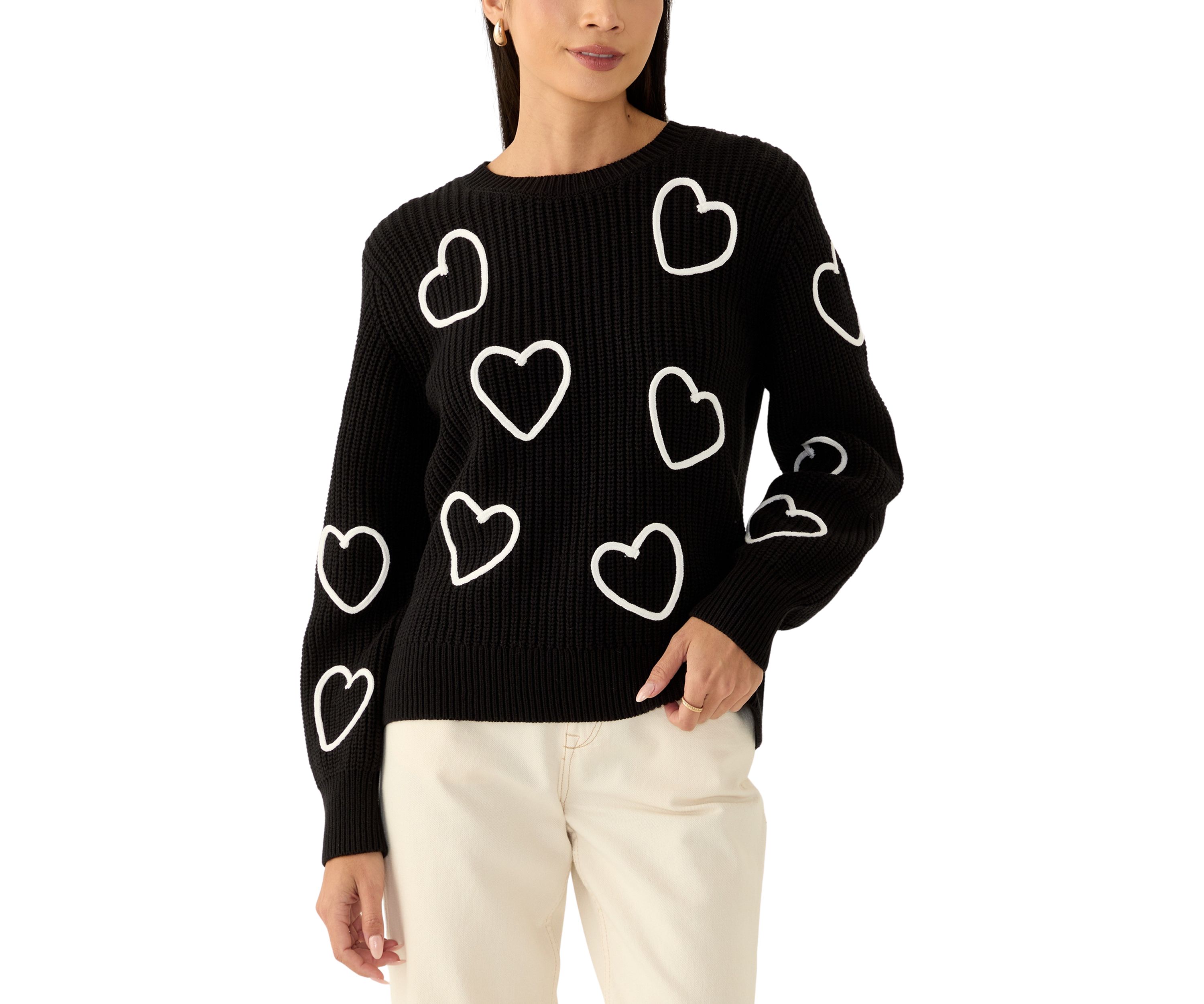 Petite Stitched Heart Sweater 