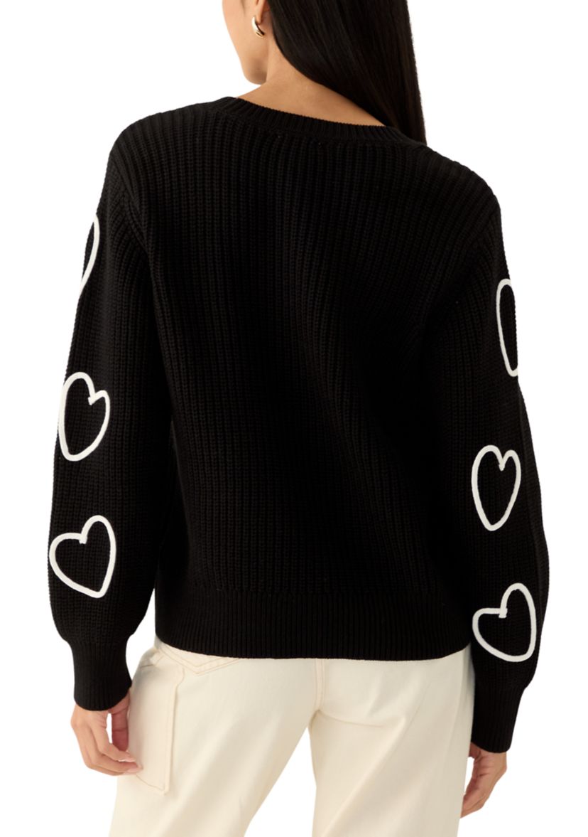 Petite Stitched Heart Sweater 