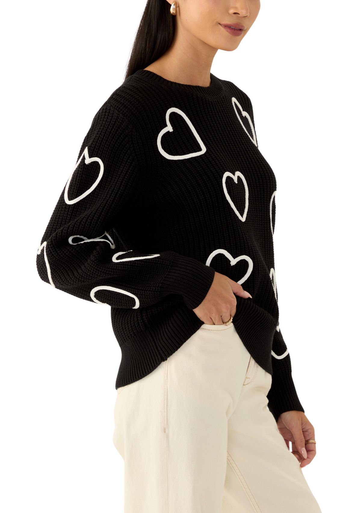 Petite Stitched Heart Sweater 