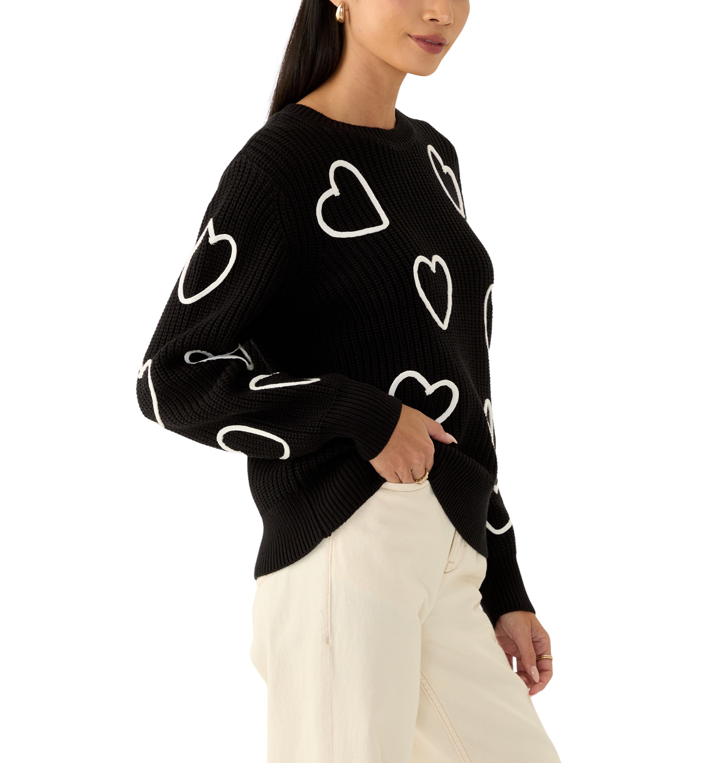 Petite Stitched Heart Sweater 