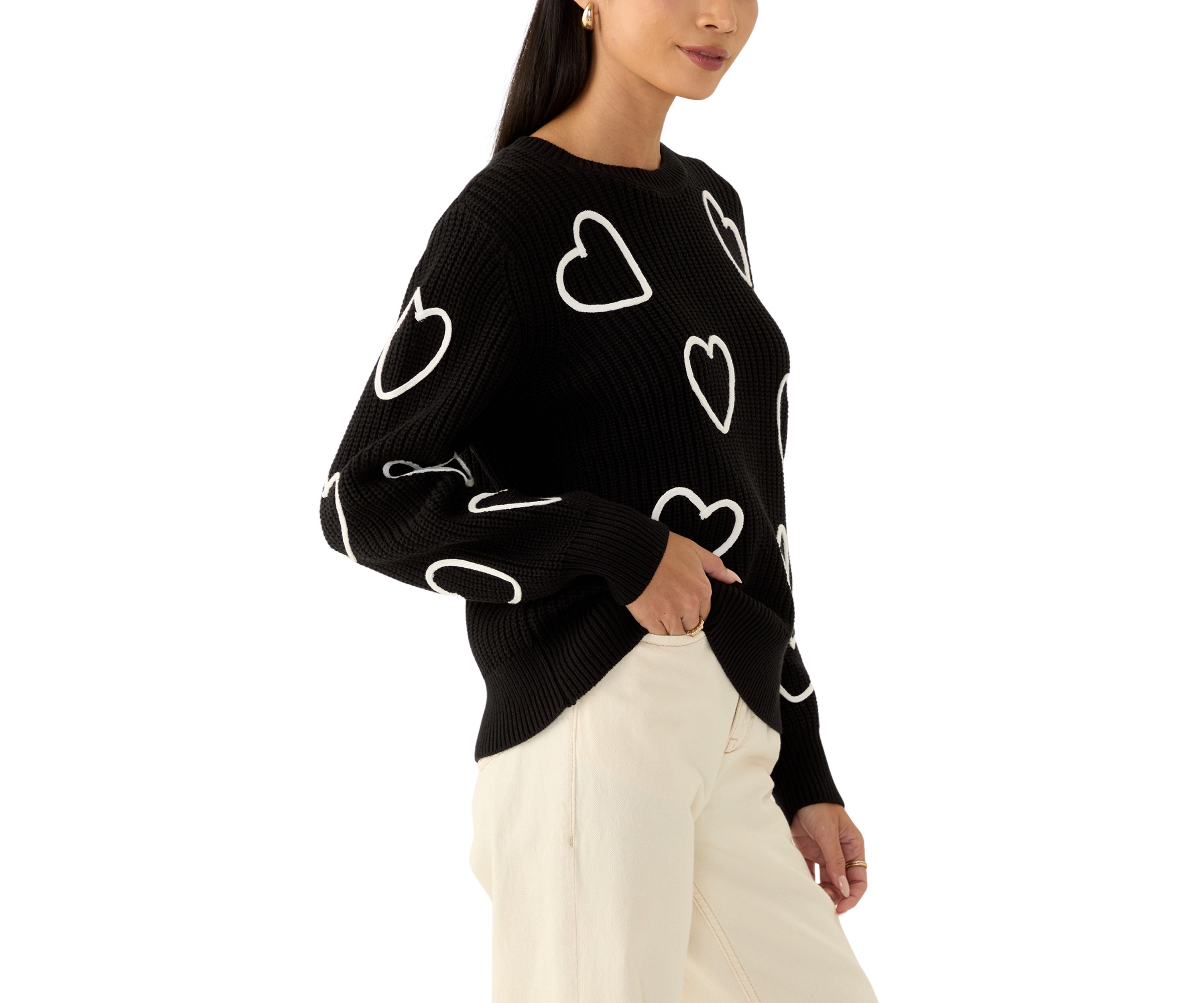 Petite Stitched Heart Sweater 