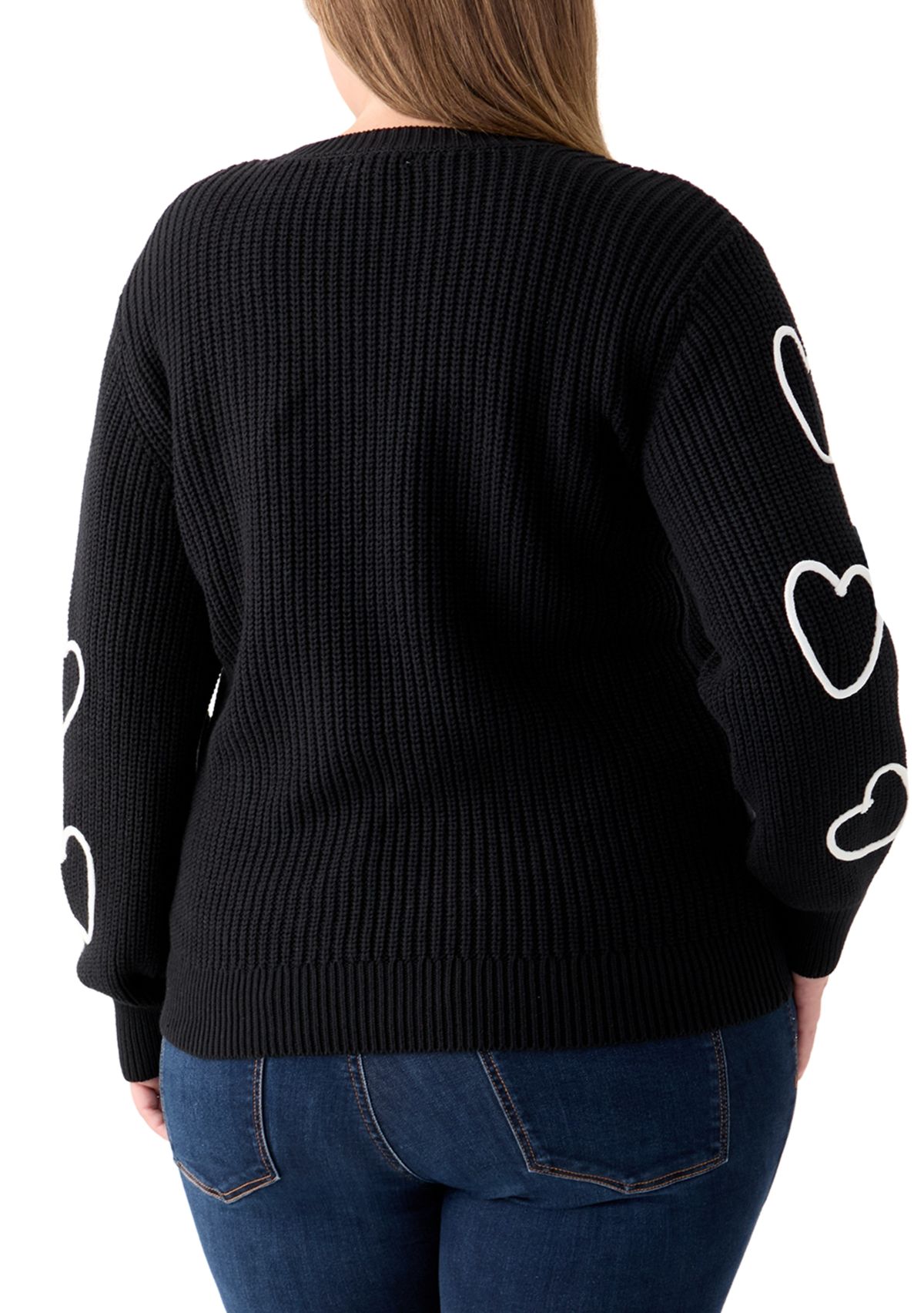 Plus Size Stitch Heart Sweater
