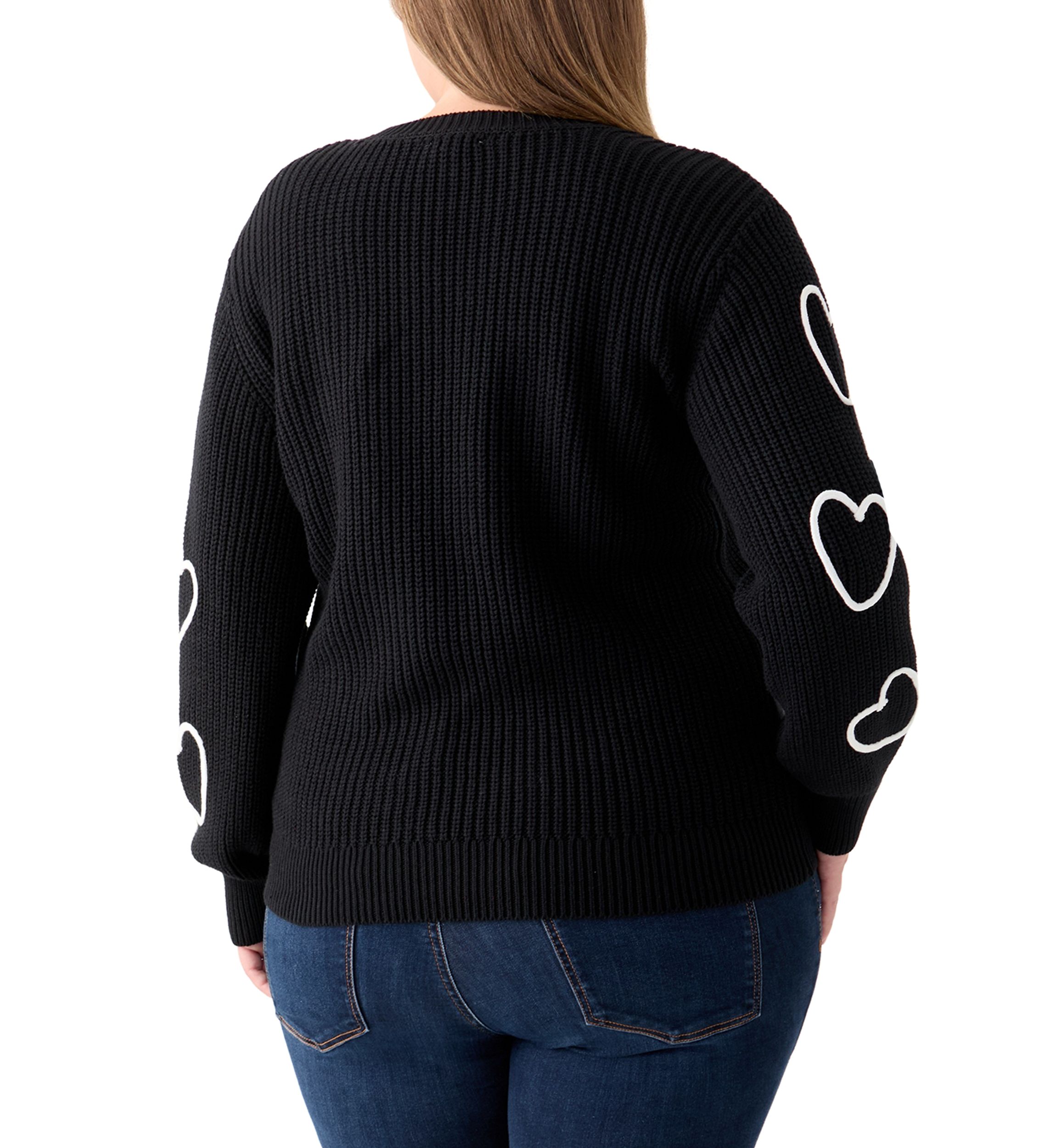 Plus Size Stitch Heart Sweater