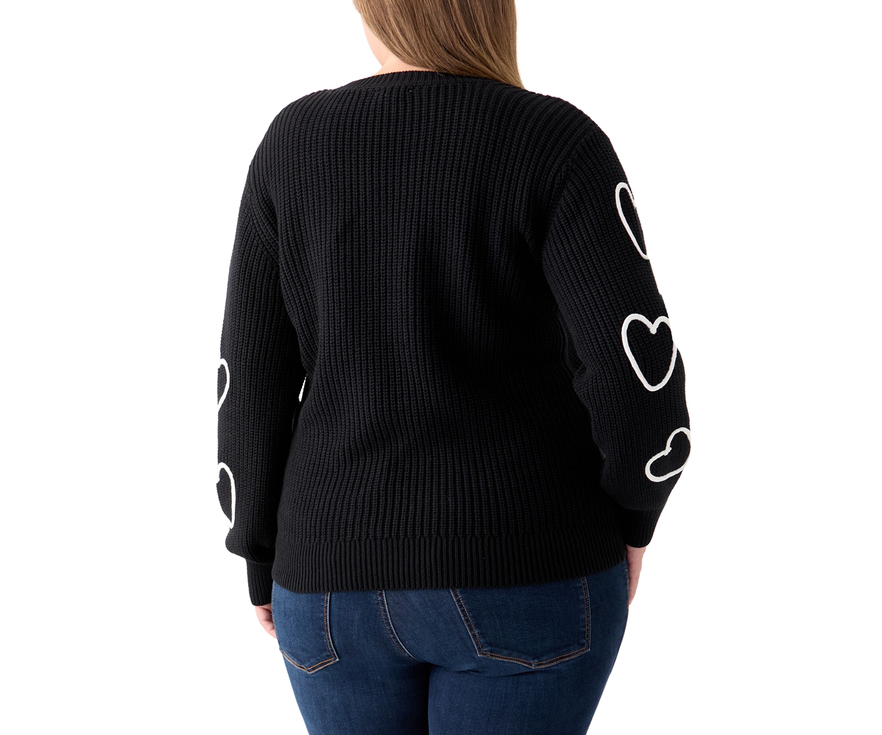 Plus Size Stitch Heart Sweater