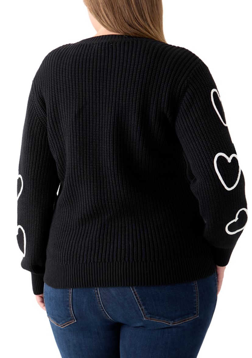 Plus Size Stitch Heart Sweater
