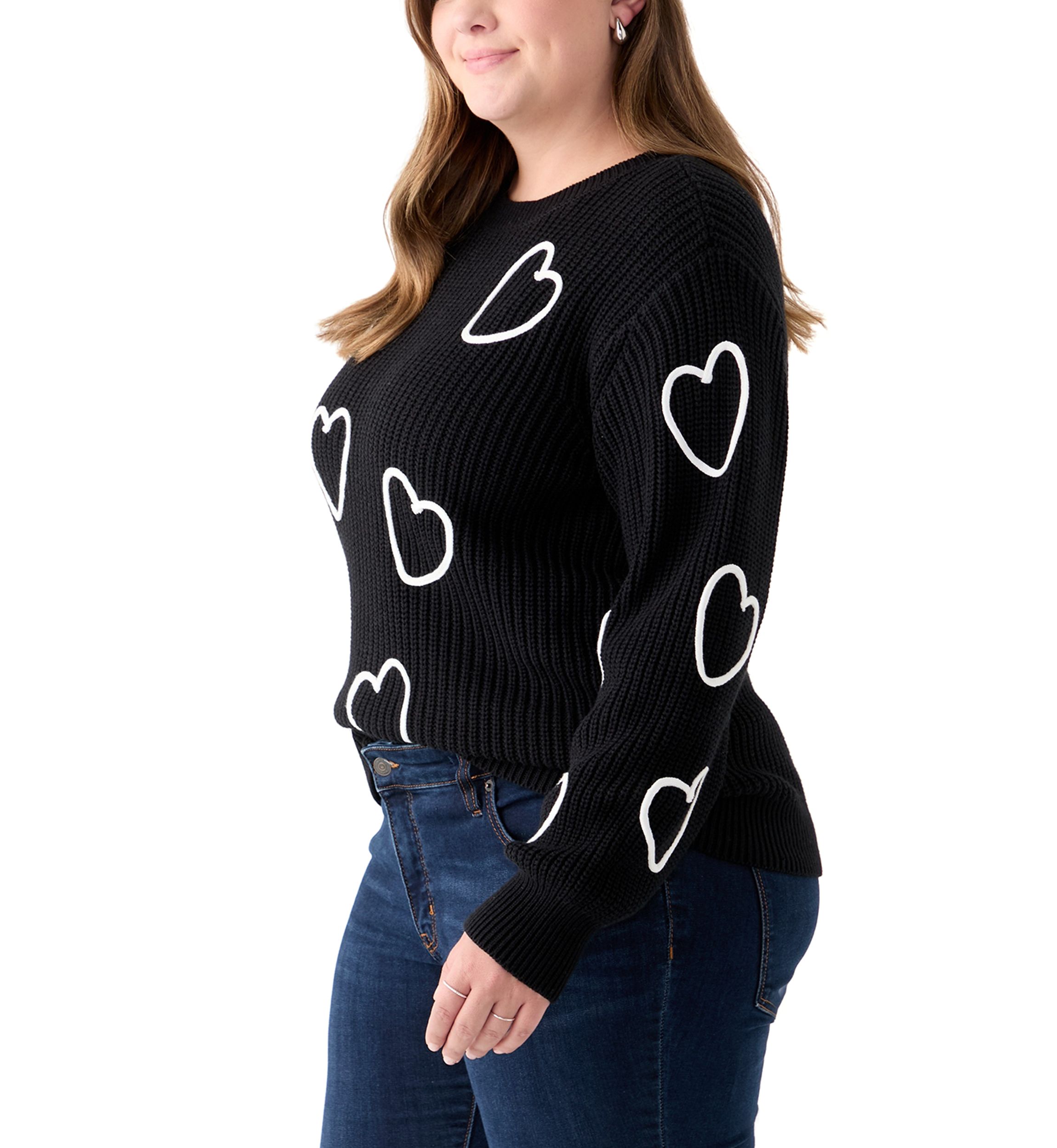 Plus Size Stitch Heart Sweater