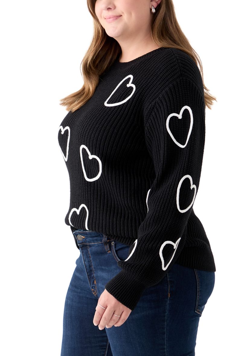 Plus Size Stitch Heart Sweater