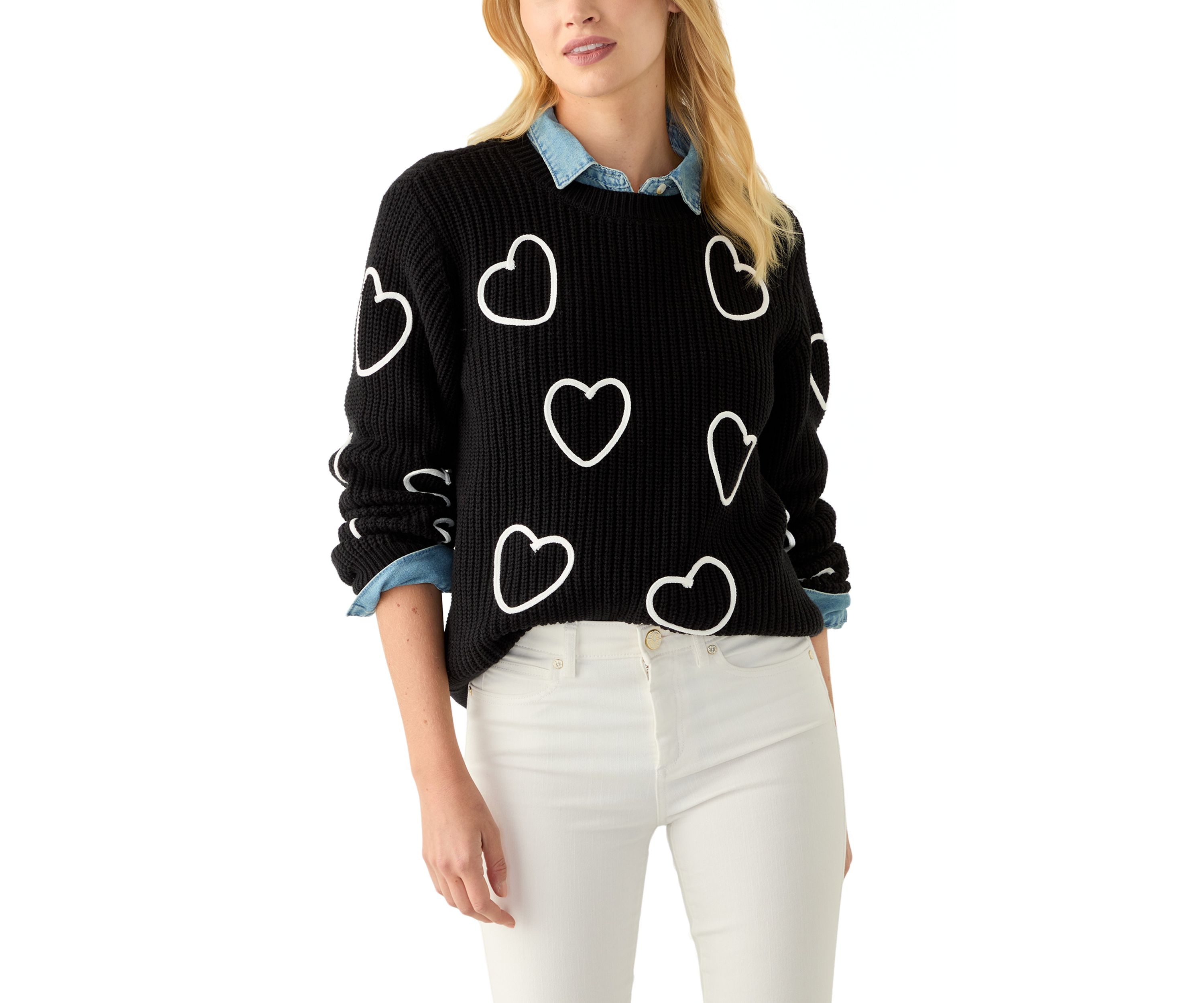 Womens Stitch Heart Sweater