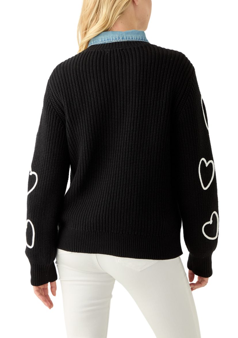 Womens Stitch Heart Sweater