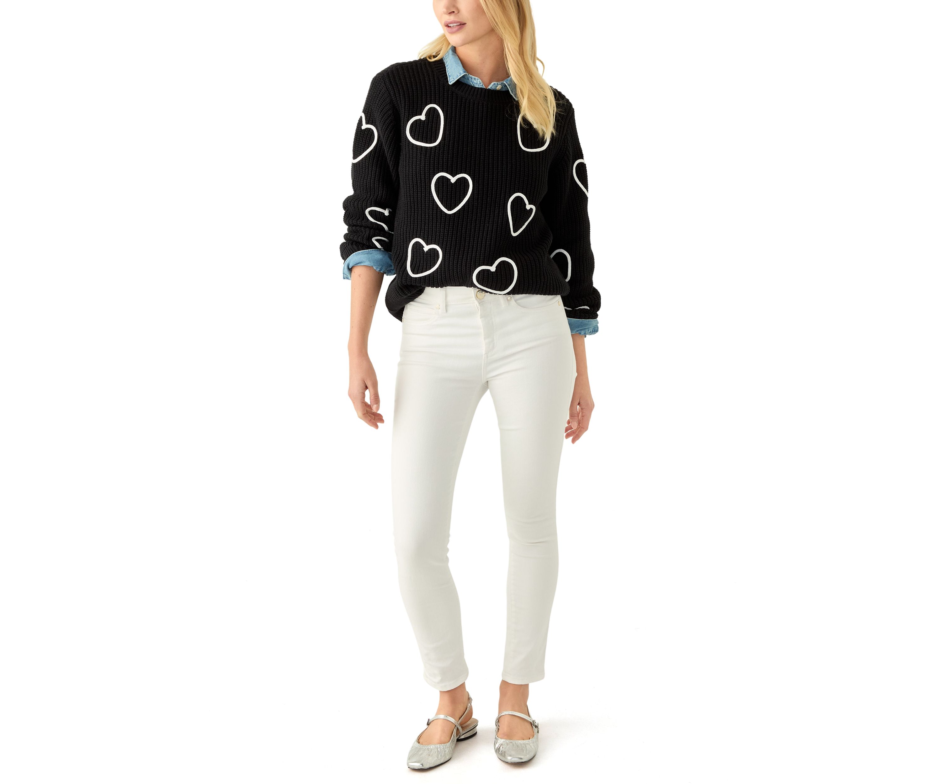 Womens Stitch Heart Sweater