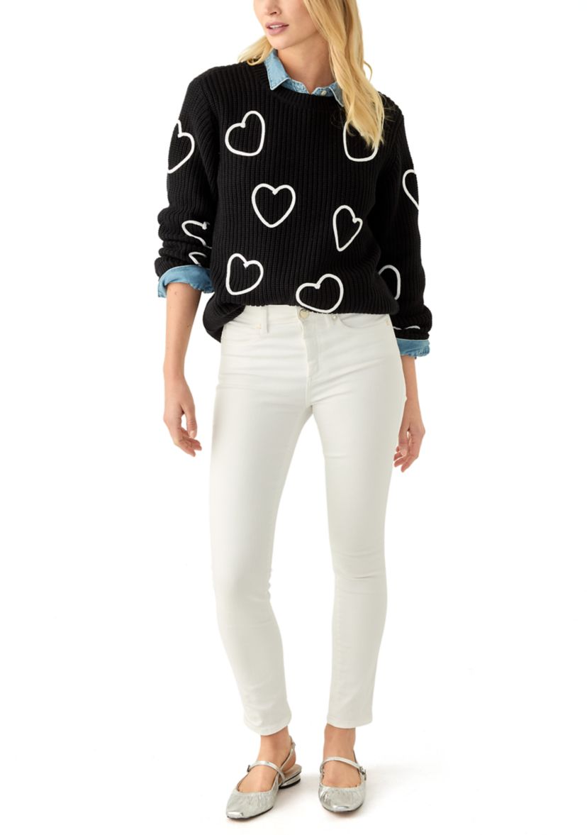 Womens Stitch Heart Sweater