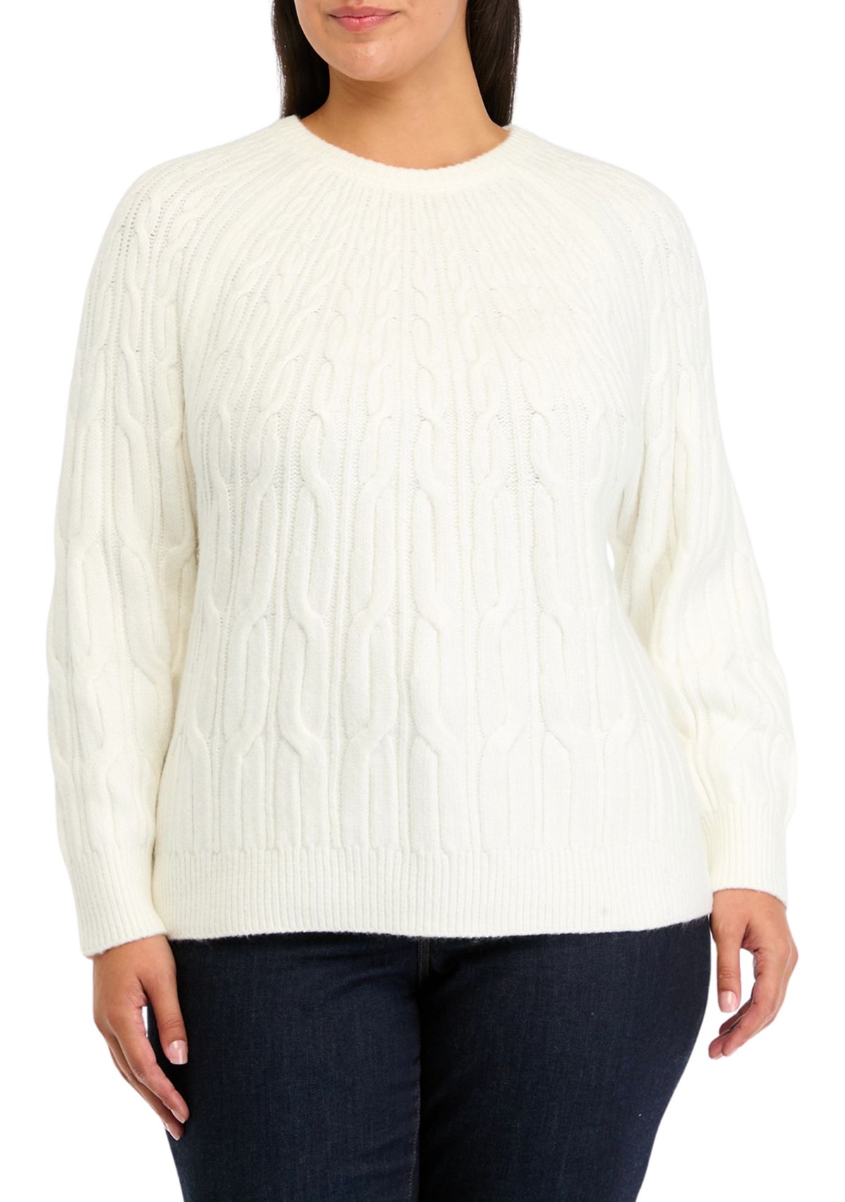 Plus Size Cascade Cable Knit Sweater