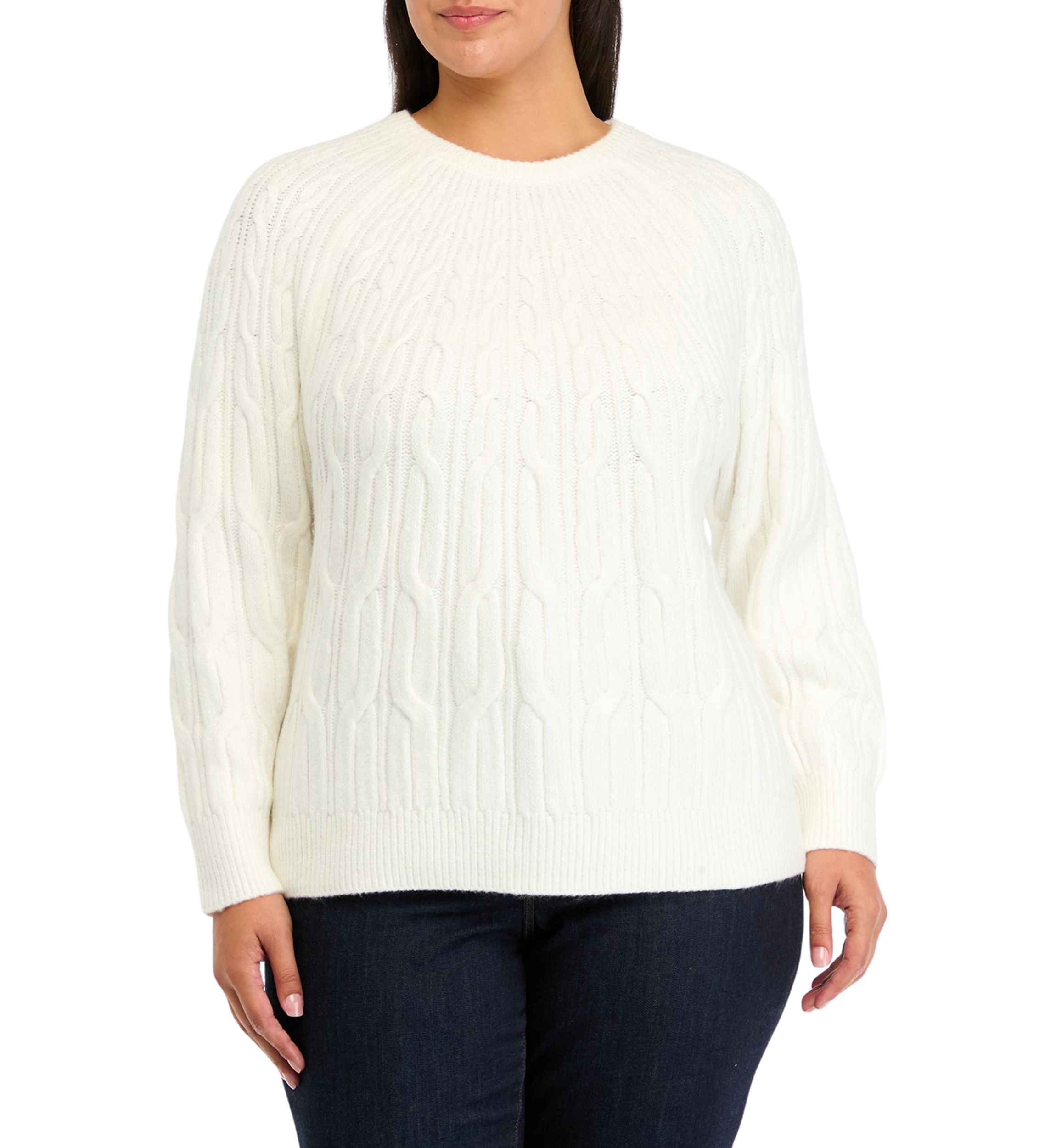Plus Size Cascade Cable Knit Sweater