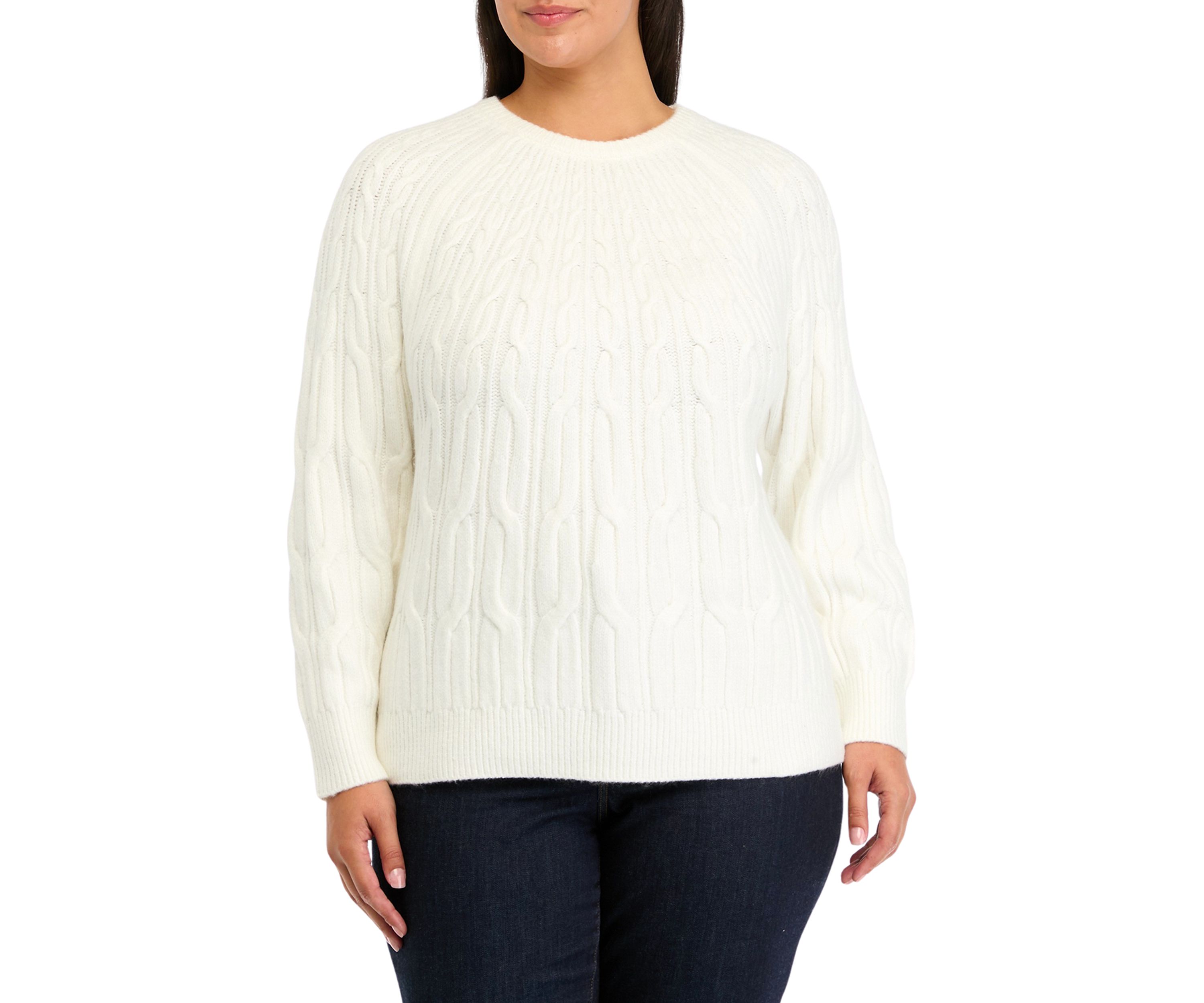Plus Size Cascade Cable Knit Sweater