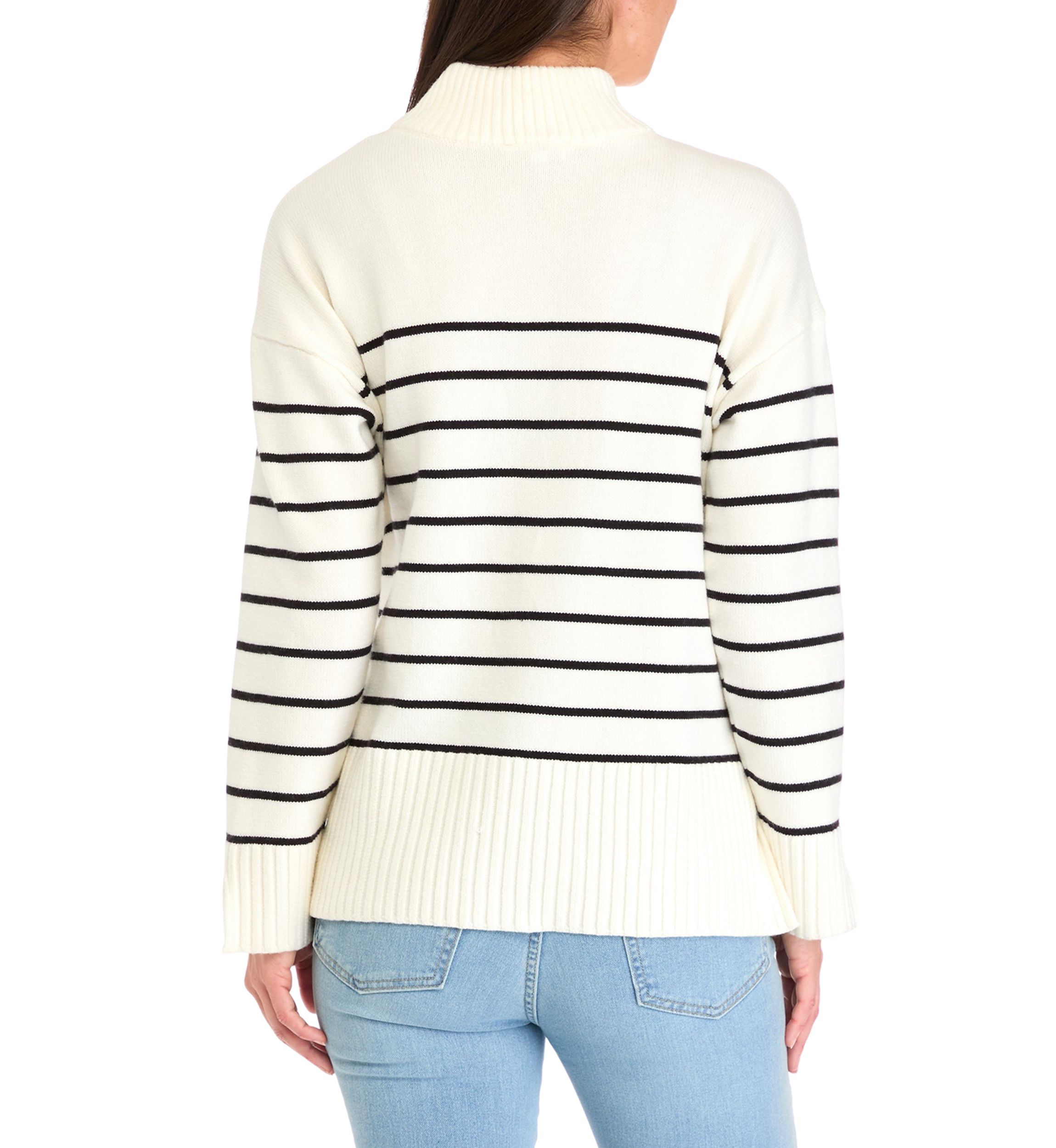 Womens Quarter Zip Striped Sweater