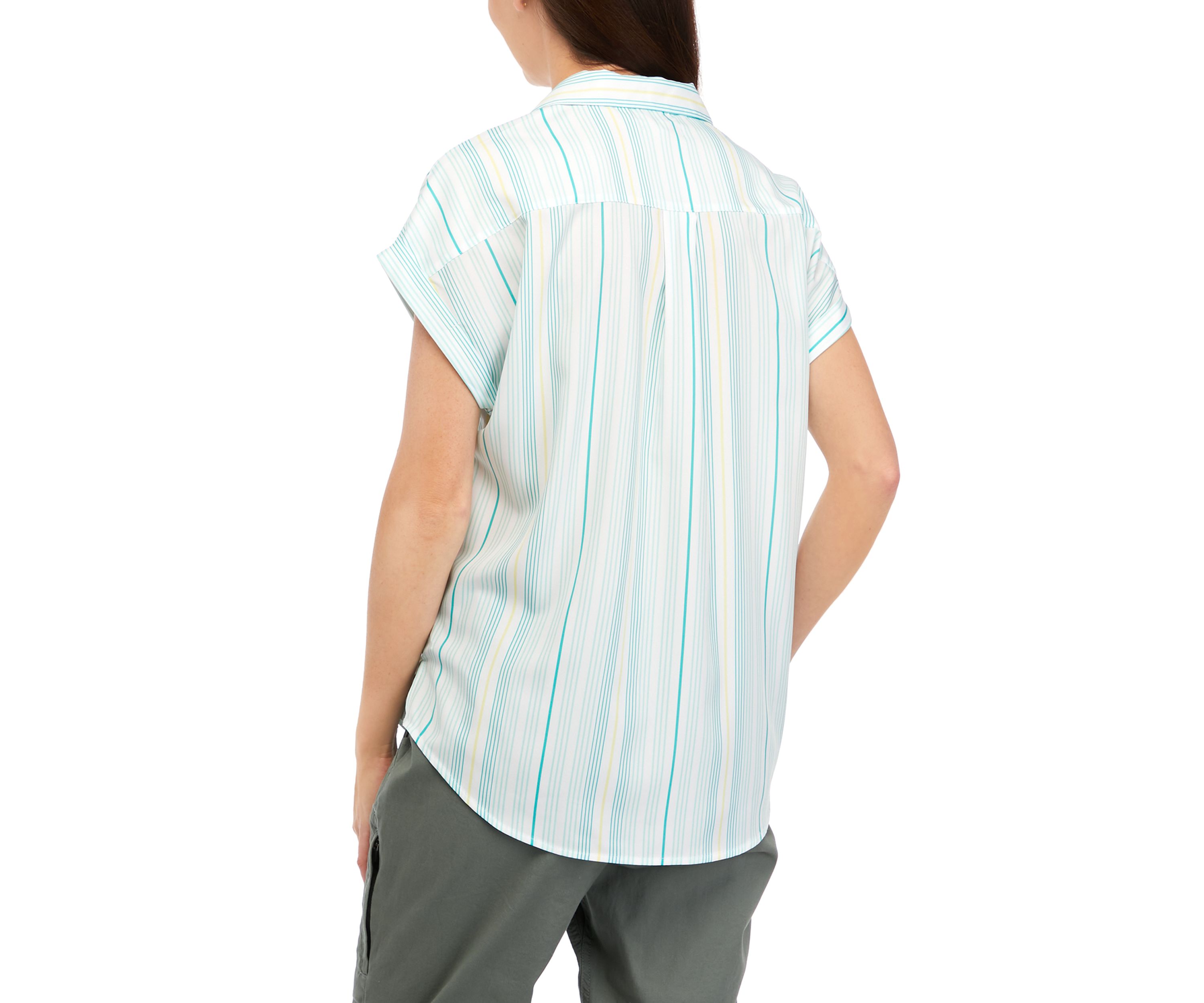 Striped Short Sleeve Woven Camp Shirt