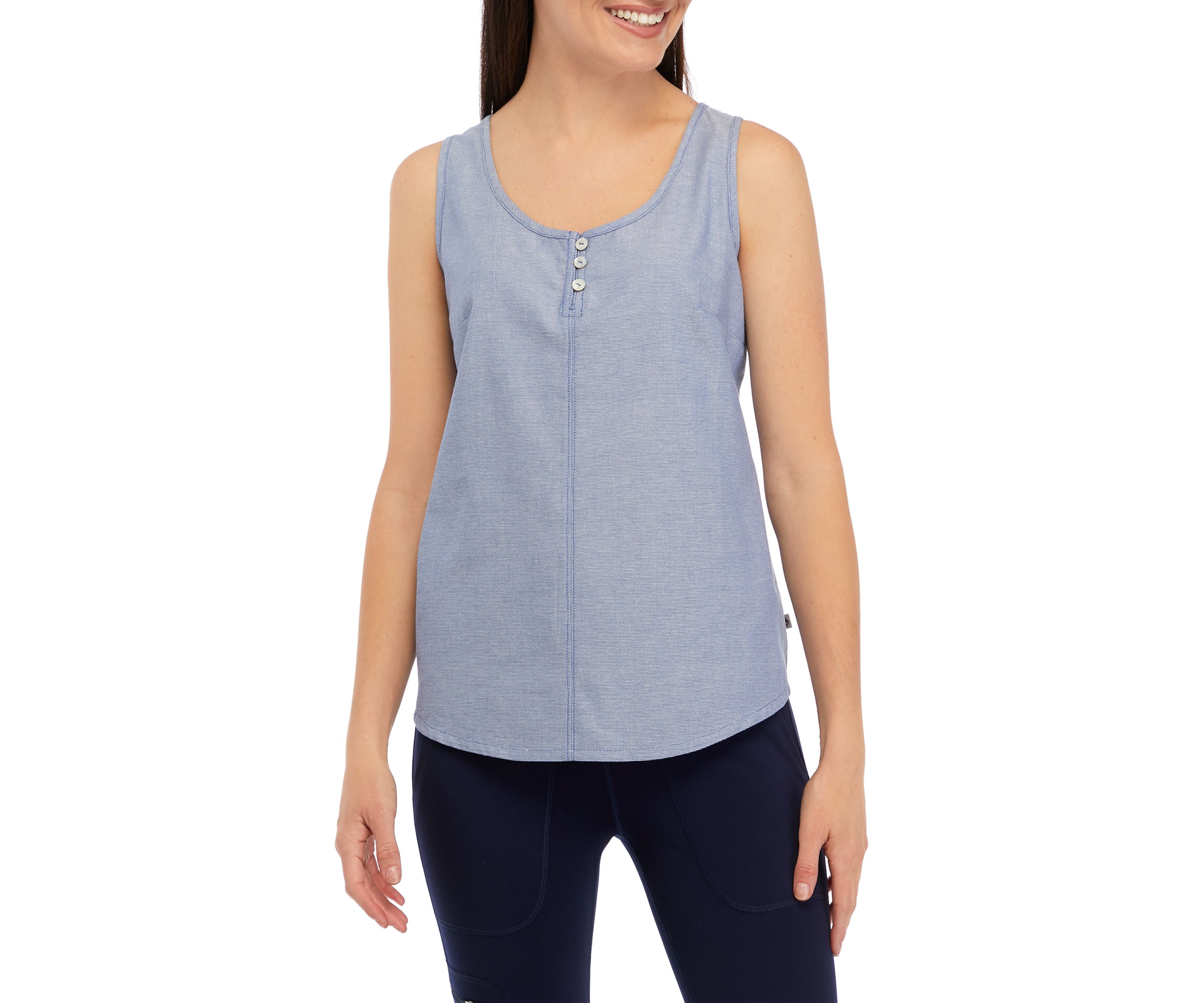 Womens Woven Button Tank 