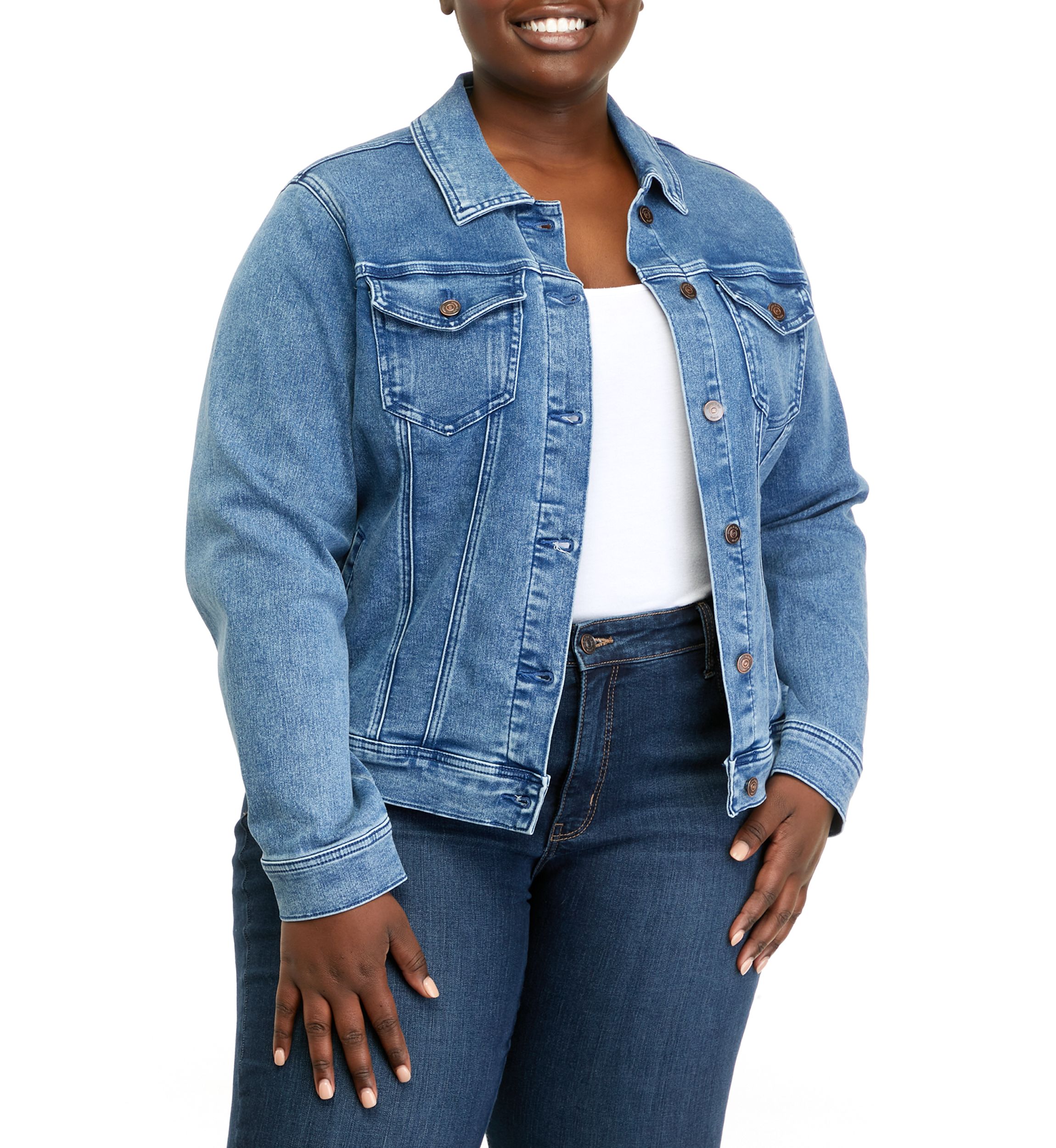 Plus Size Knit Denim Jacket