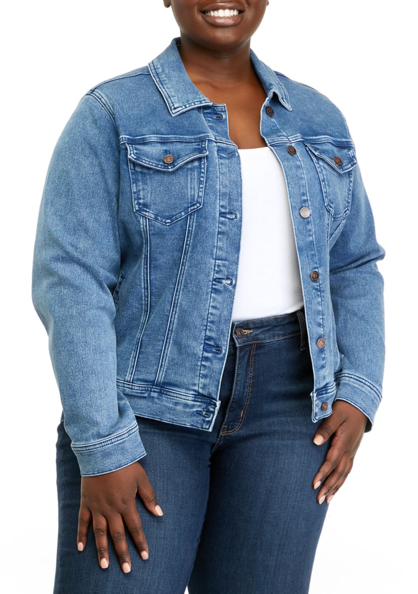 Plus Size Knit Denim Jacket