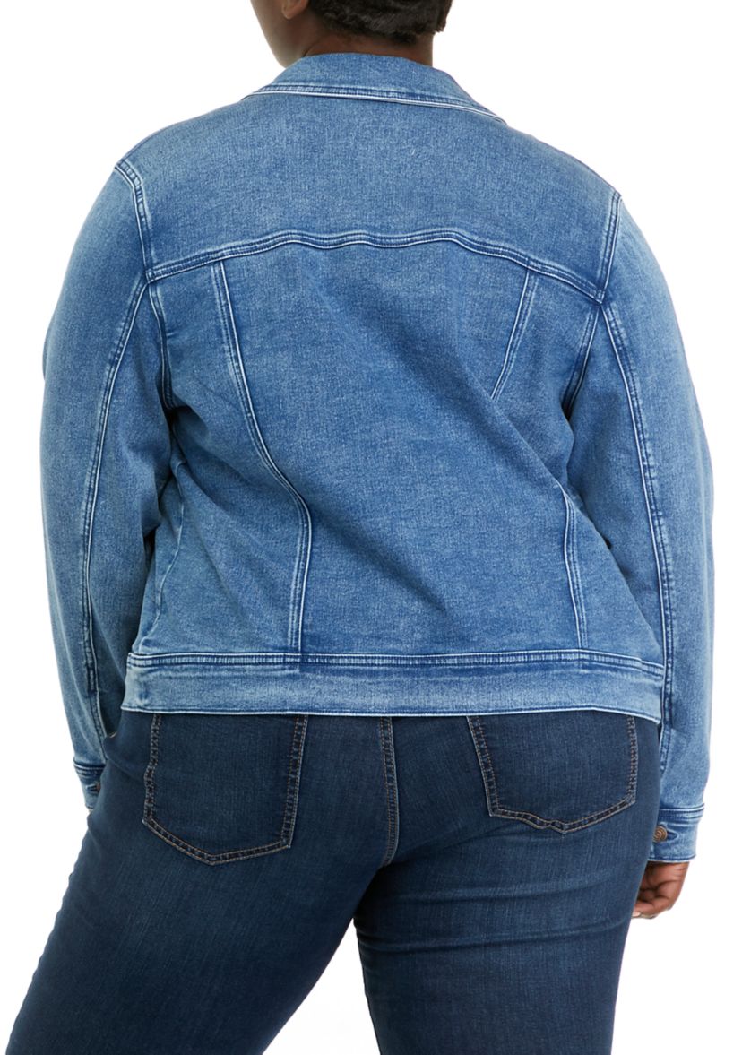Plus Size Knit Denim Jacket