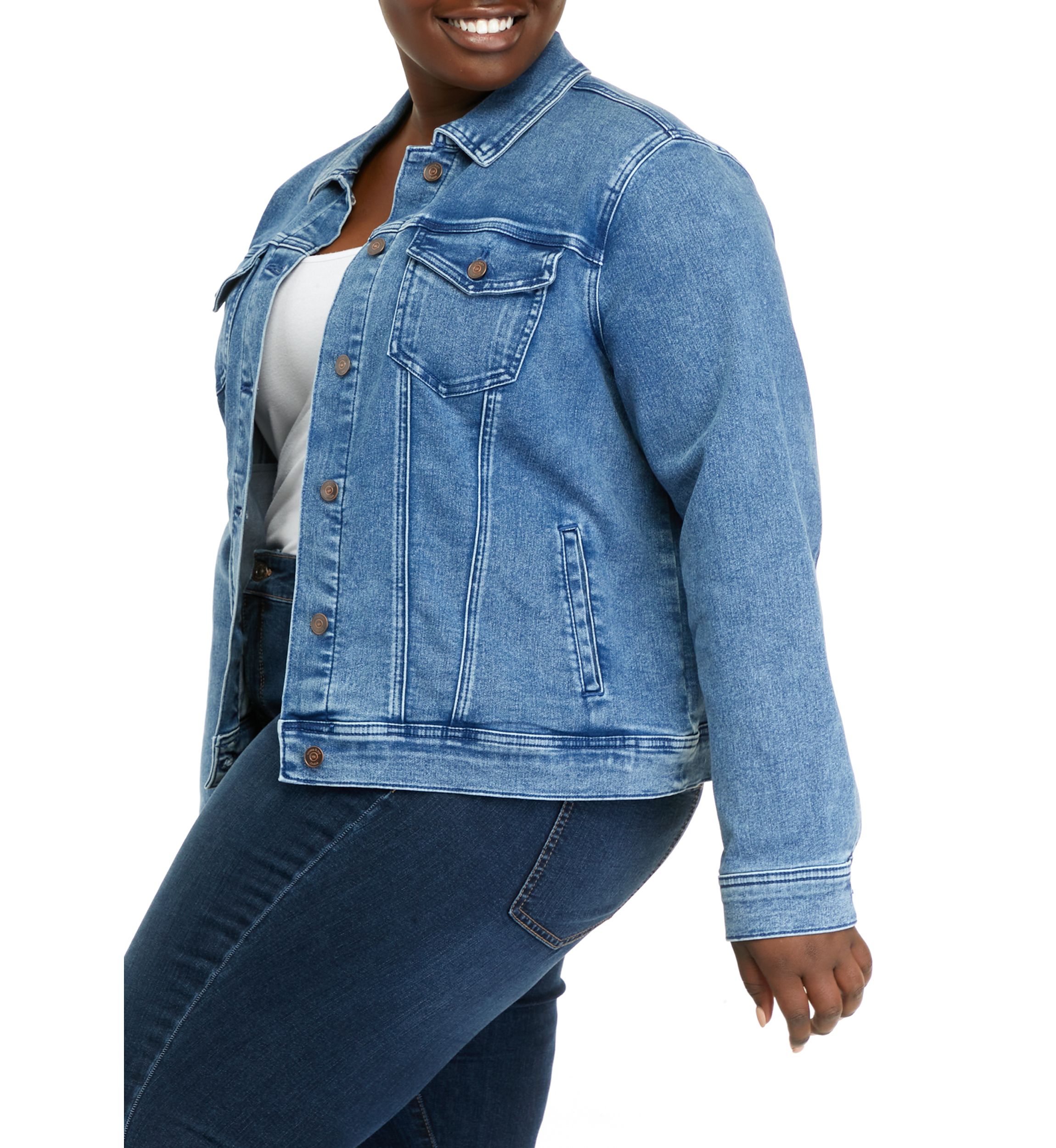 Plus Size Knit Denim Jacket