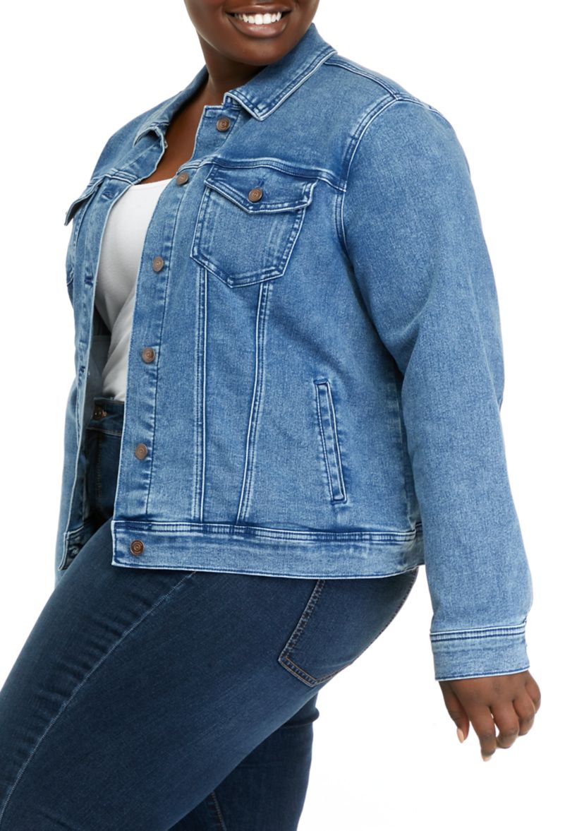 Plus Size Knit Denim Jacket