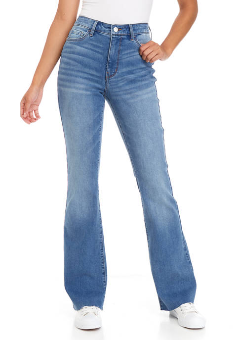 Wonderly Womens High Rise 5 Pocket Flare Jeans