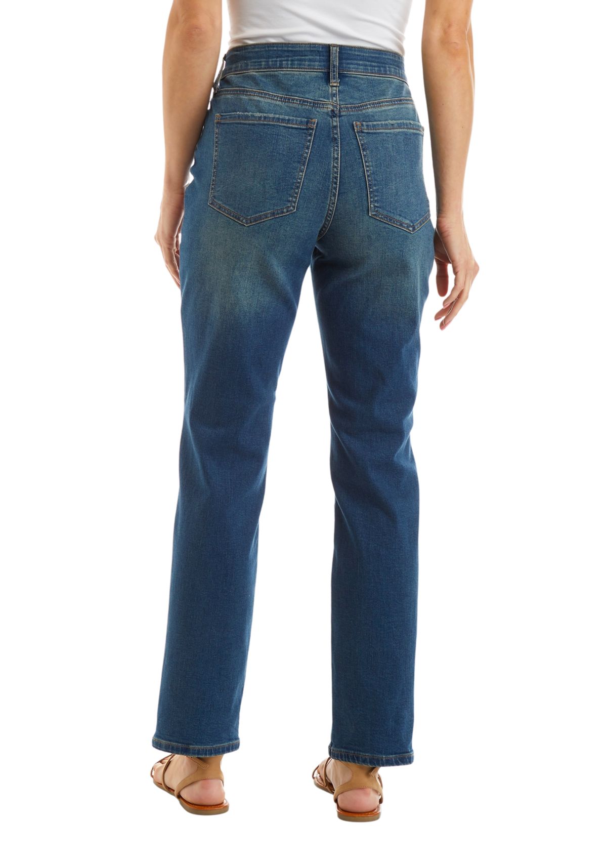 Mid Rise Straight Jeans